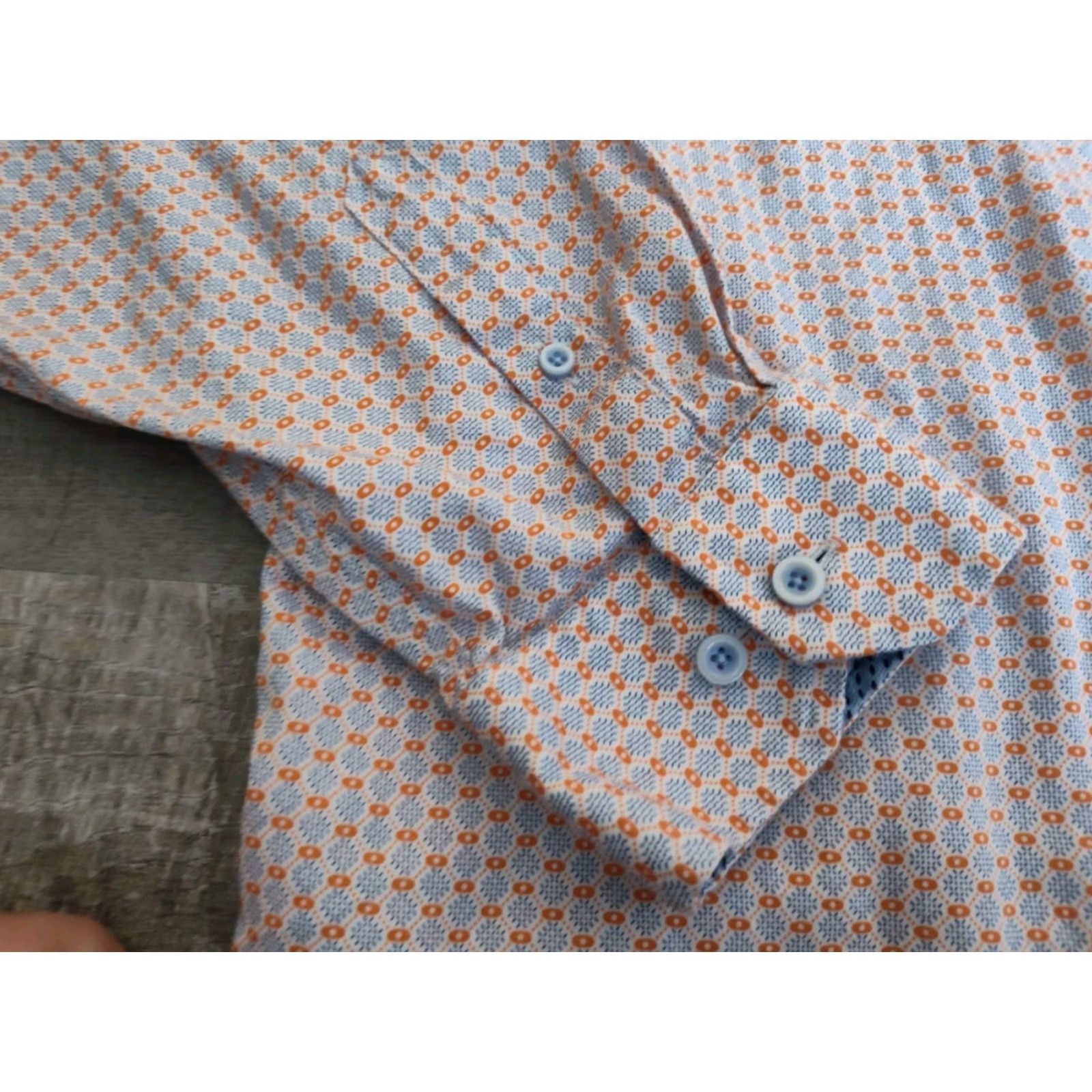 Johnston & Murphy JOHNSON & MURPHY Men's Button-Up Shirt 2XL Geometric Long Sleeve Multicolor Flip Cuff Casual Classic Size US XXL / EU 58 / 5 - 7 Thumbnail