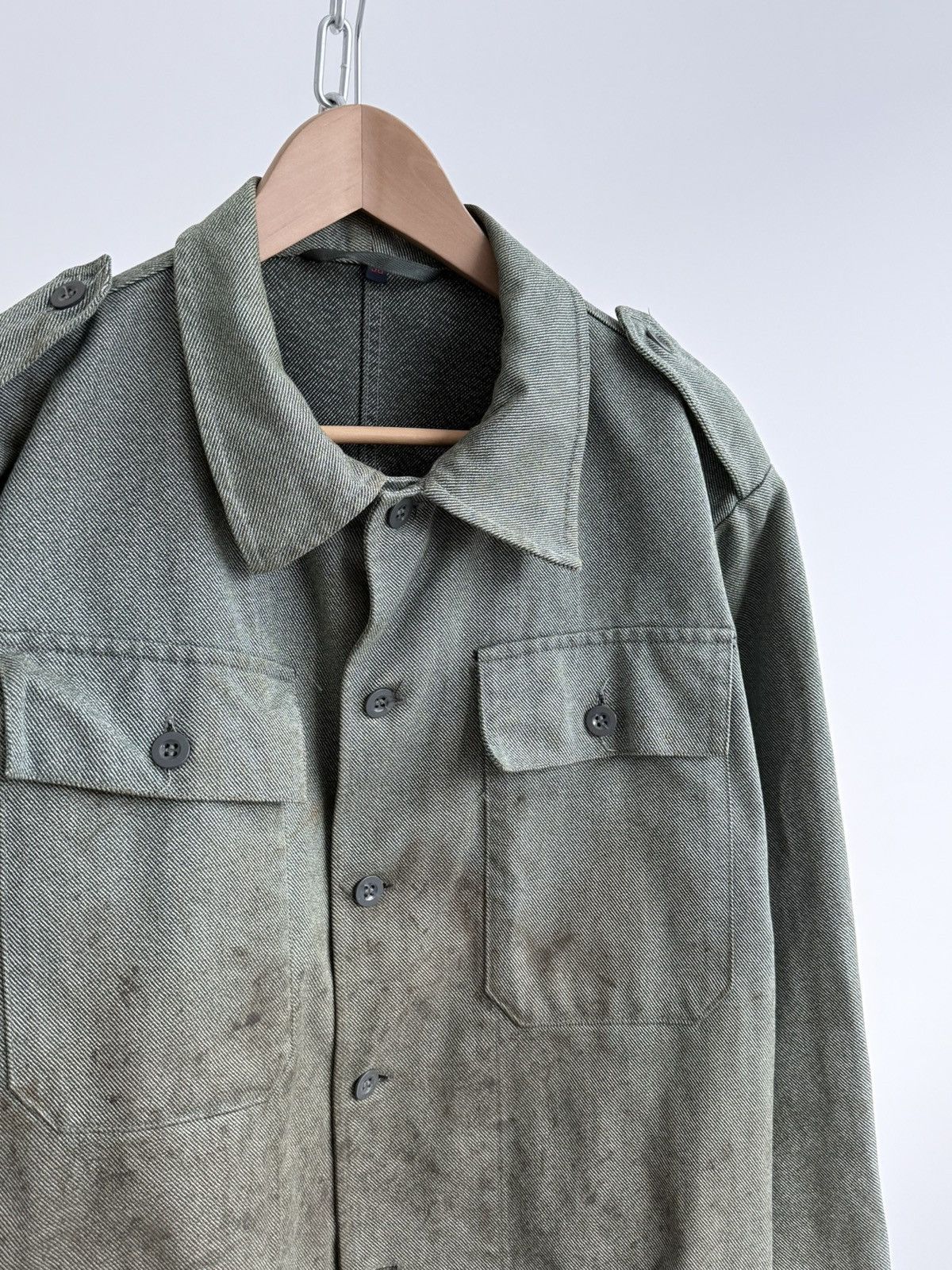 Le Laboureur Vintage 80s Swiss Thrashed Military Work Jacket Size US XL / EU 56 / 4 - 4 Thumbnail