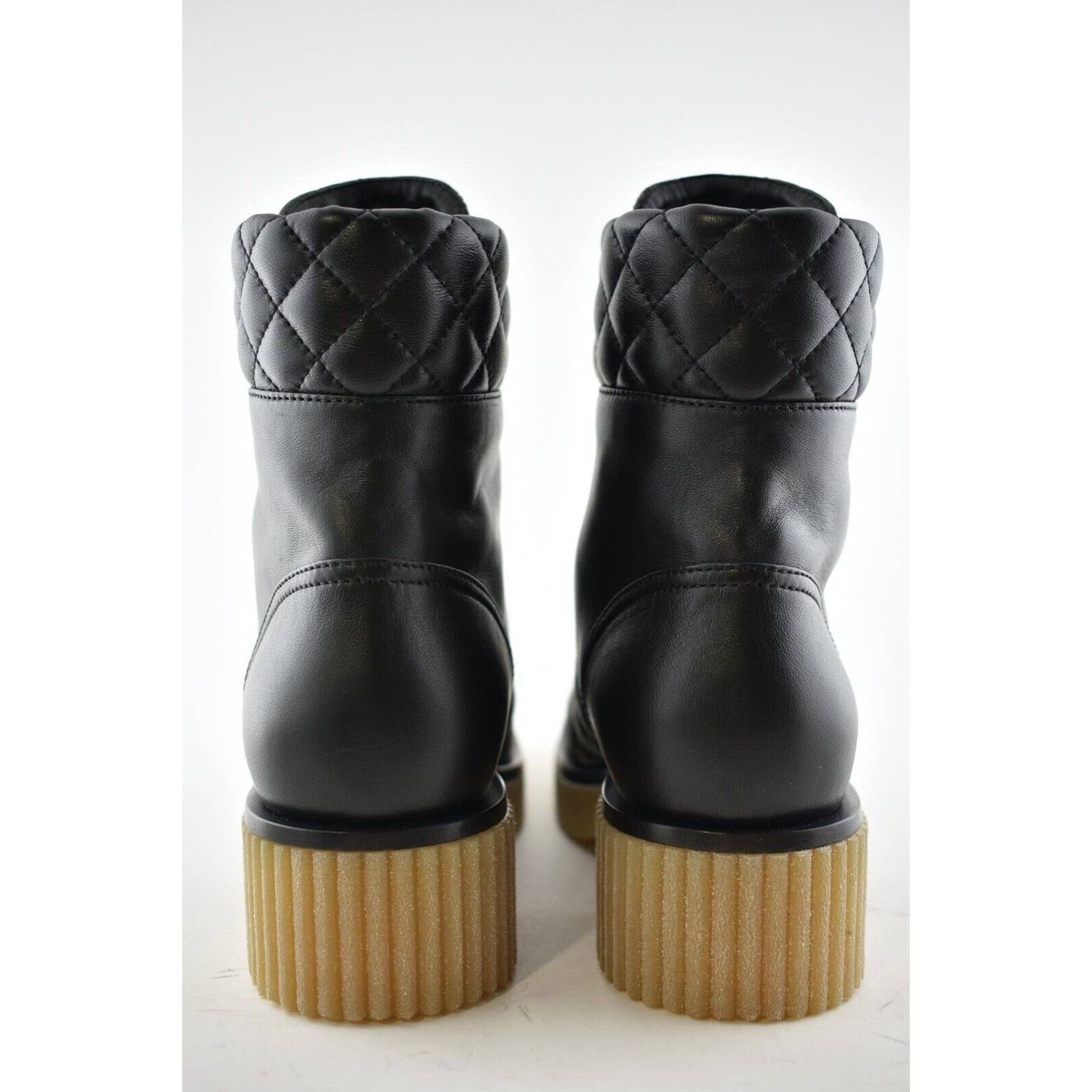 Chanel Chanel 20B Black Quilted CC Platform Combat Lace Up Ankle Size US 7.5 / IT 37.5 - 9 Thumbnail