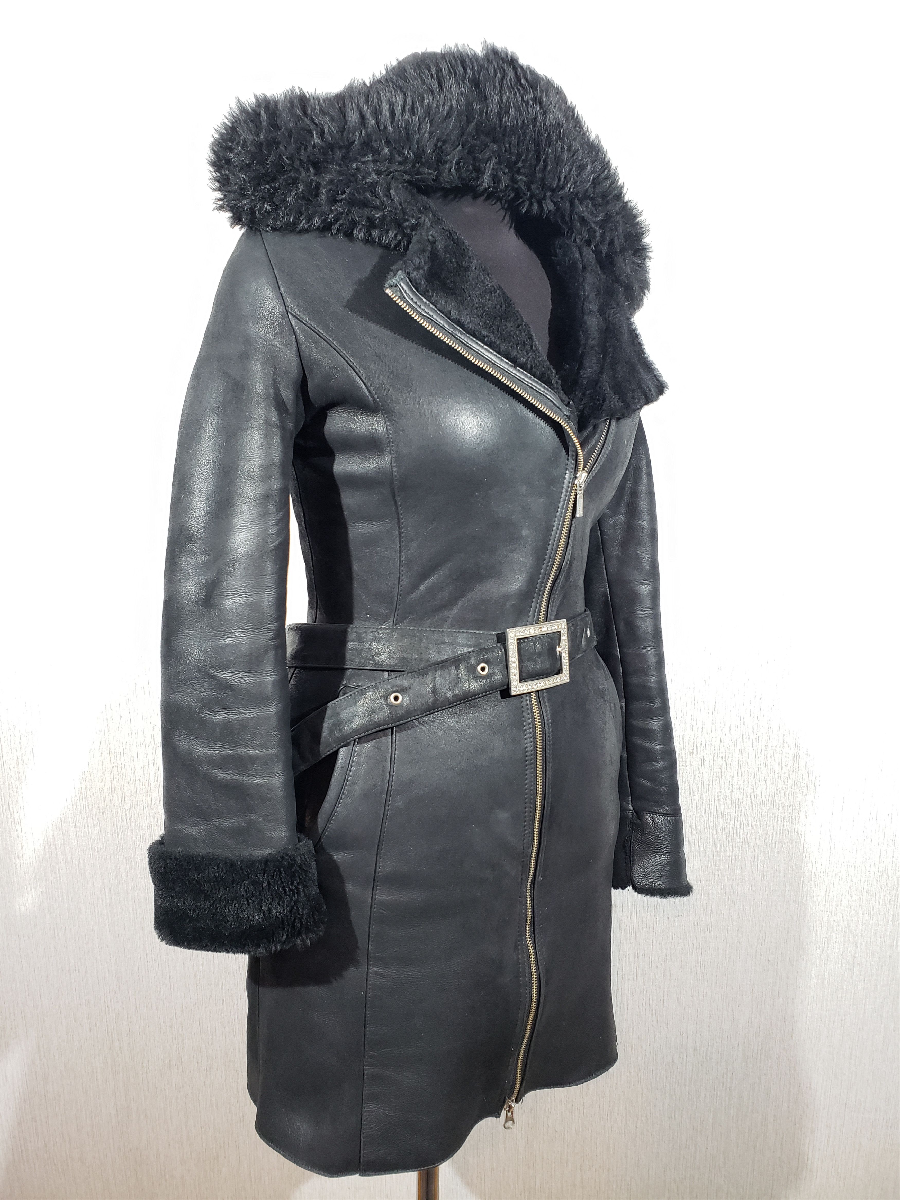 Other Stylish black sheepskin coat with metal zipper and hood. Size S / US 4 / IT 40 - 3 Thumbnail