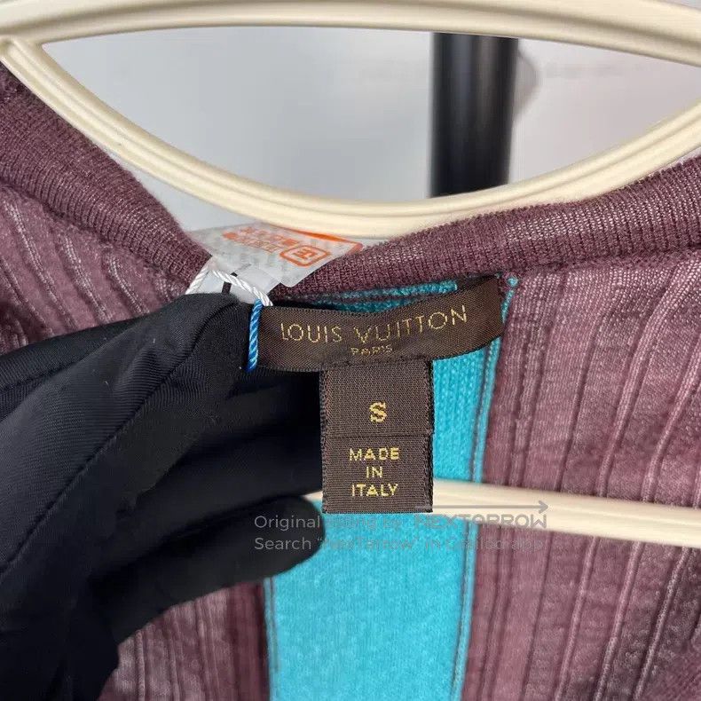 Louis Vuitton Louis Vuitton Brown and blue contrast pleated V-neck cashm Size S / US 4 / IT 40 - 7 Thumbnail