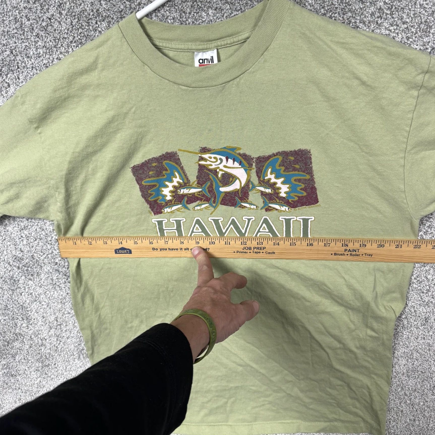 Anvil VINTAGE Anvil Hawaii Shirt Mens XL Green Graphic Tee Fish Marlin 100% Cotton USA Shirts Mens XL Green Graphic Print 90s Theme Travel Size US XL / EU 56 / 4 - 3 Thumbnail