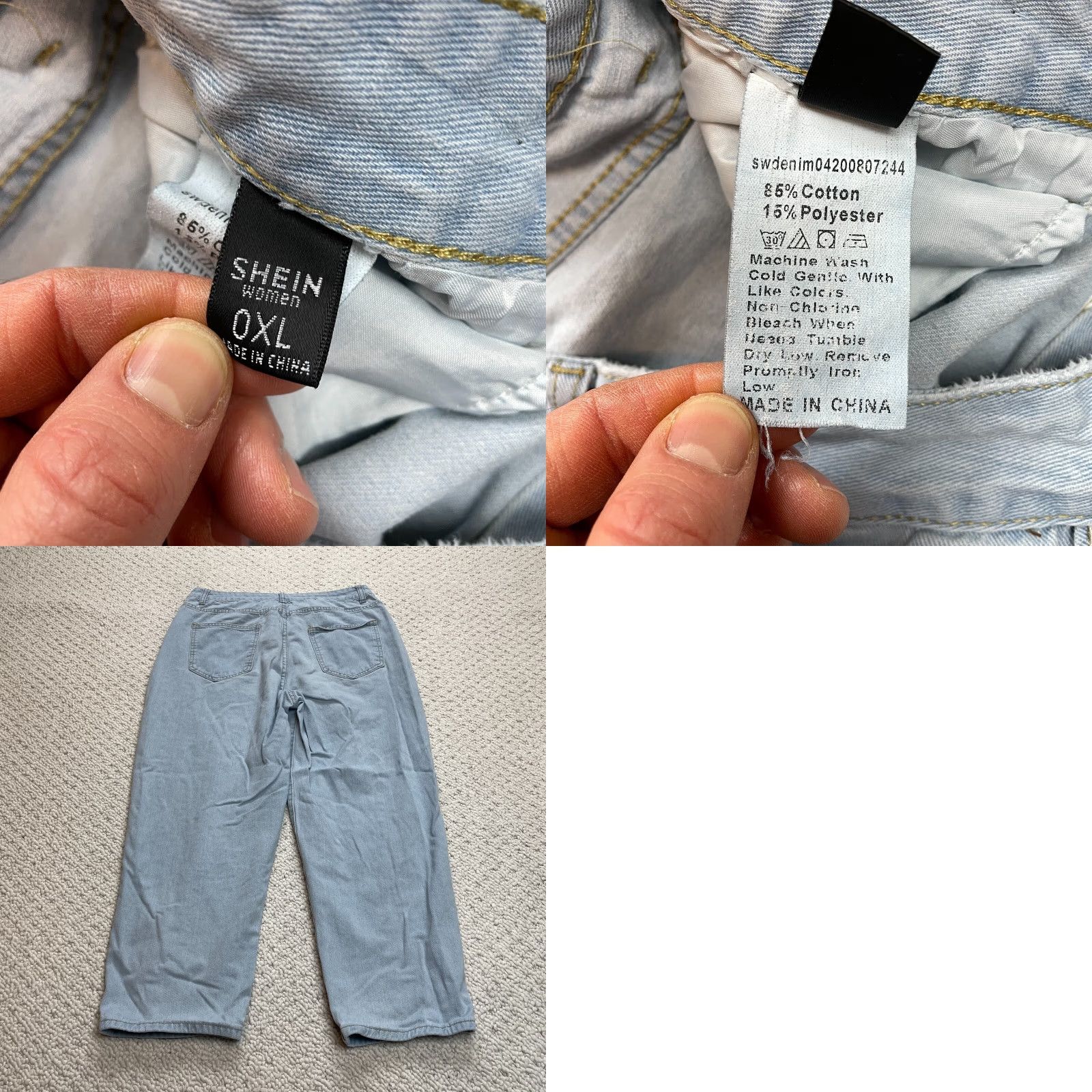 Shein Shein Jeans Womens XL Blue Denim Light Wash Straight Leg High Rise Mom 33x25 Size 40" / US 18 - 8 Thumbnail
