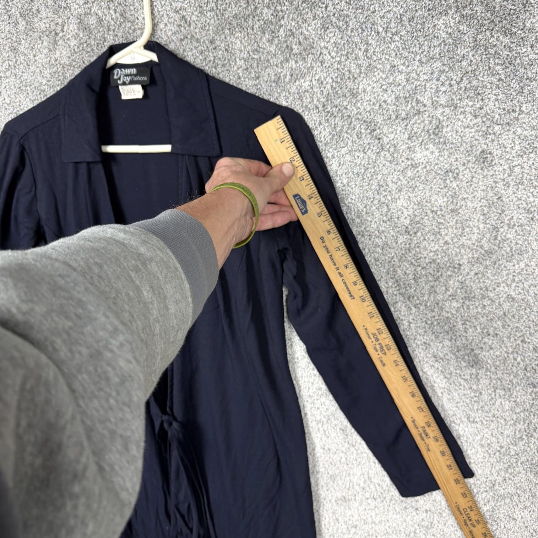 Vintage VINTAGE Dawn Joy Fashions Cardigan Sweater 5/6 Blue Open Front Belted Collared Knit Office Womens Juniors Long Sleeve USA Made Size S / US 4 / IT 40 - 3 Thumbnail