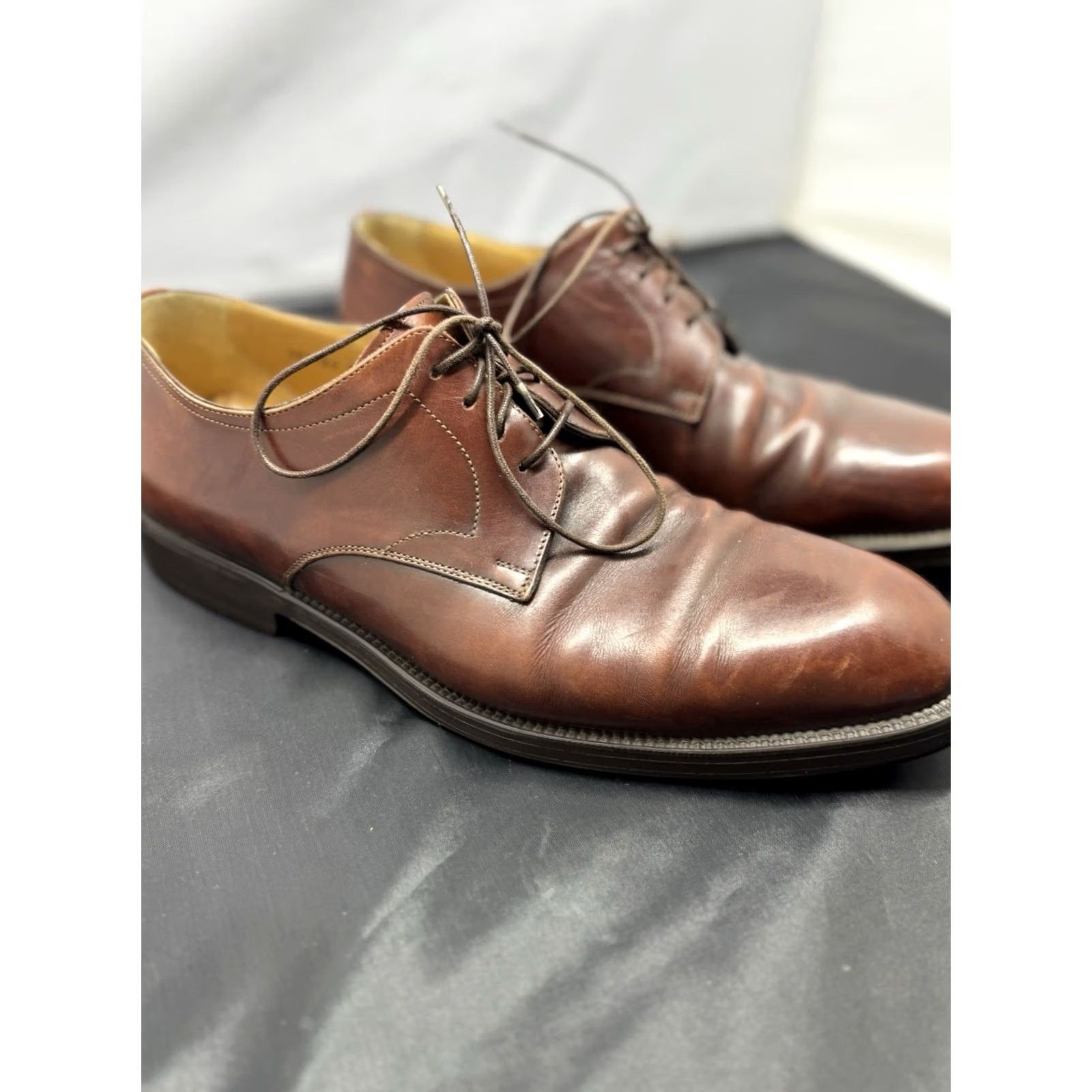 Santoni Santoni Men Dress Shoes Cap Toe Oxford Brown US 10 Leather Sole Leather Upper D Width Cap Toe Lace Up Style 101242 Mens Size ONE SIZE - 5 Thumbnail