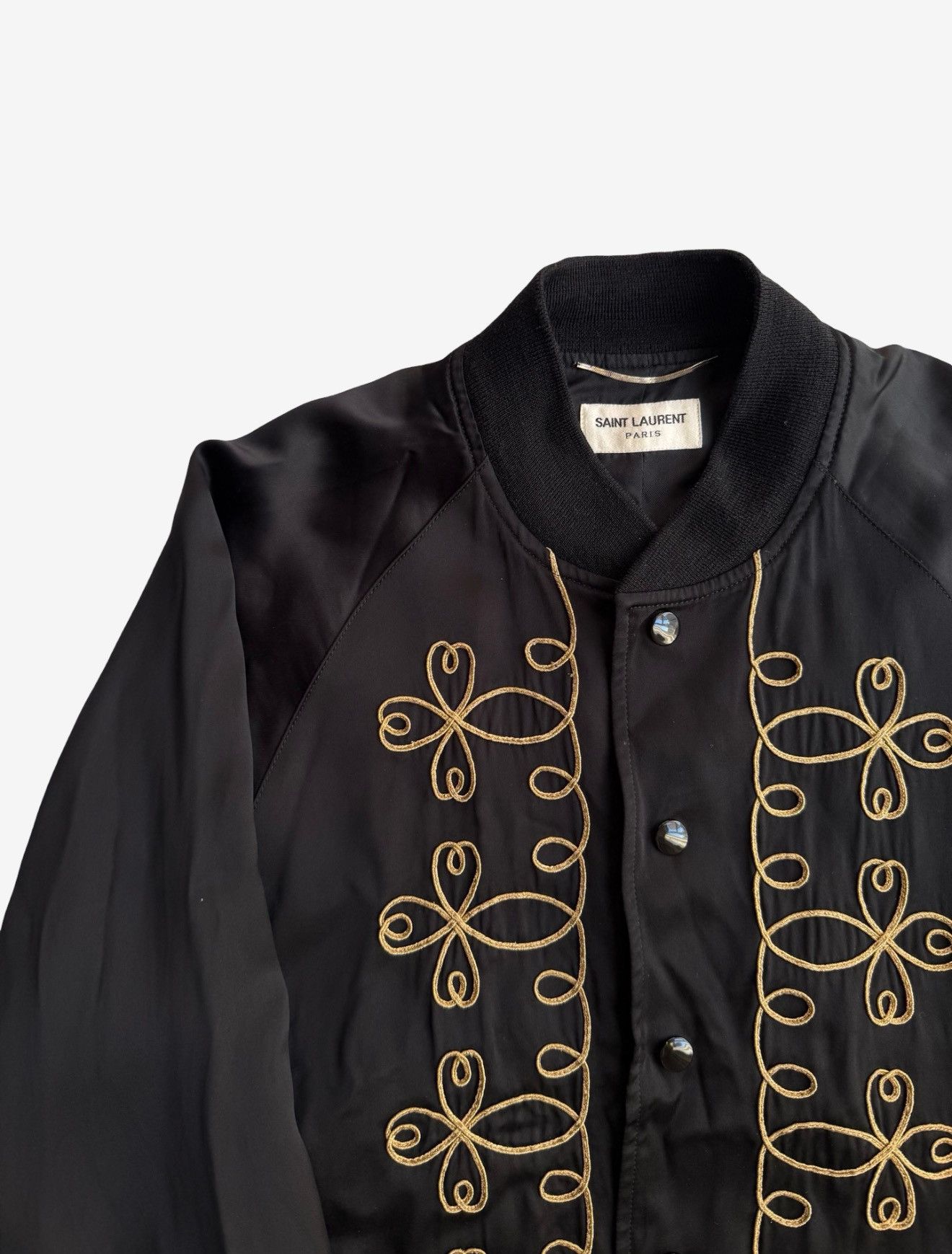 Saint Laurent Paris SS15 Napoleon Gold Souvenir Satin Jacket