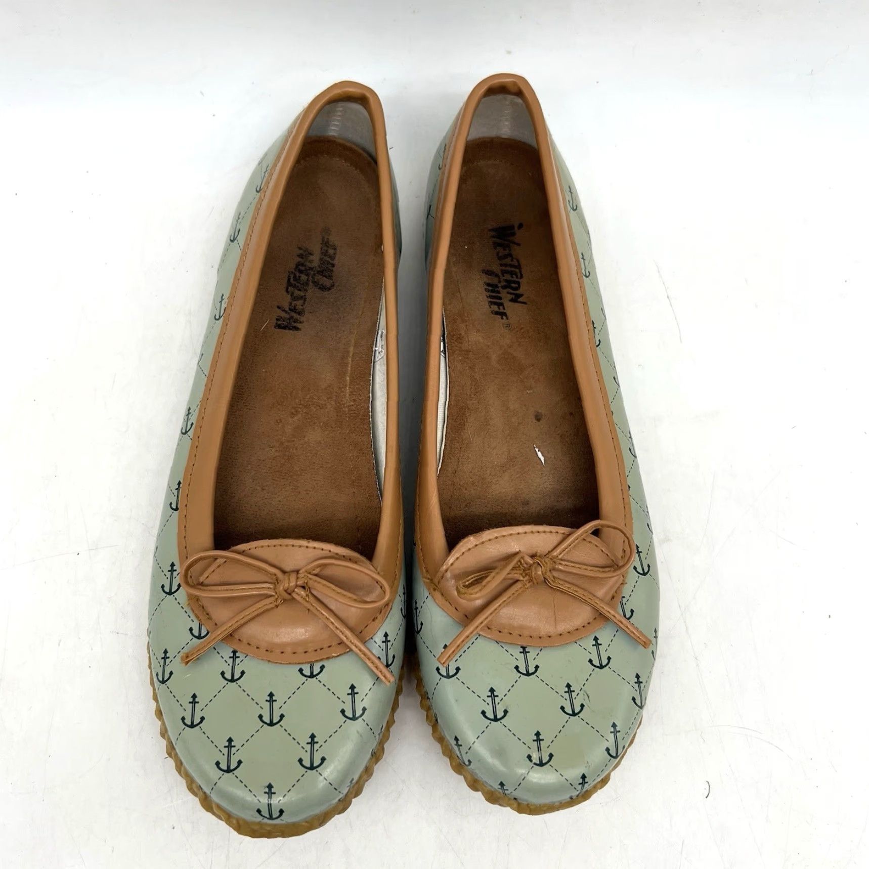 Vintage VINTAGE Western Chief Women's Flats Slip-On Round Toe Waterproof Nautical Anchor Summer Casual Blue 9 Size US 6.5 / IT 36.5 - 4 Thumbnail