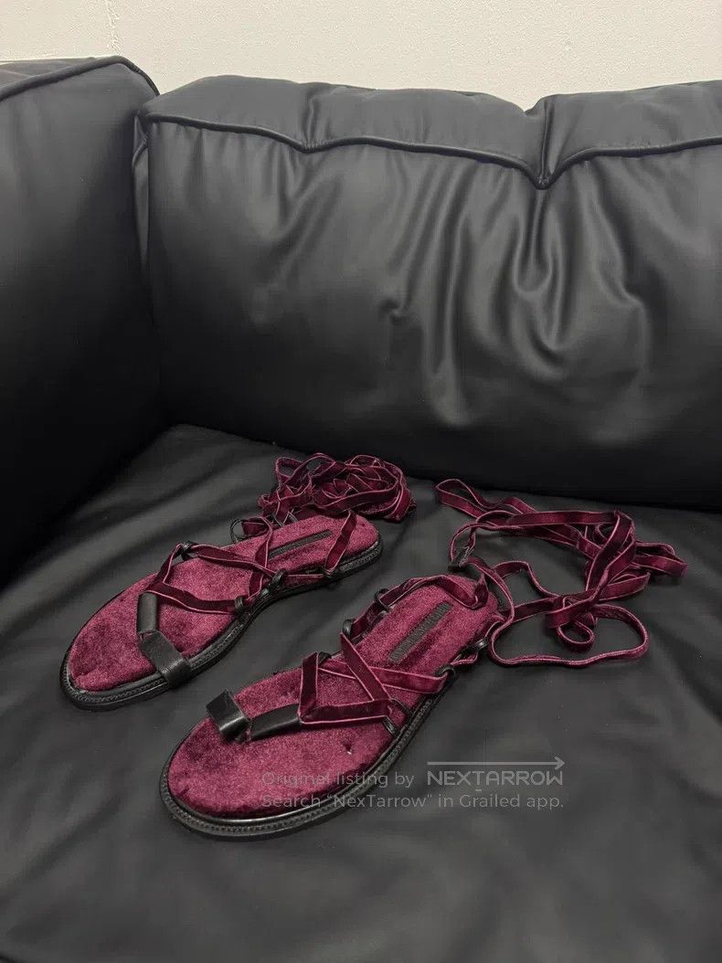 Haider Ackermann Haider Ackermann Red Velvet Long Tie Sandals Size US 5.5 / IT 35.5 - 3 Thumbnail