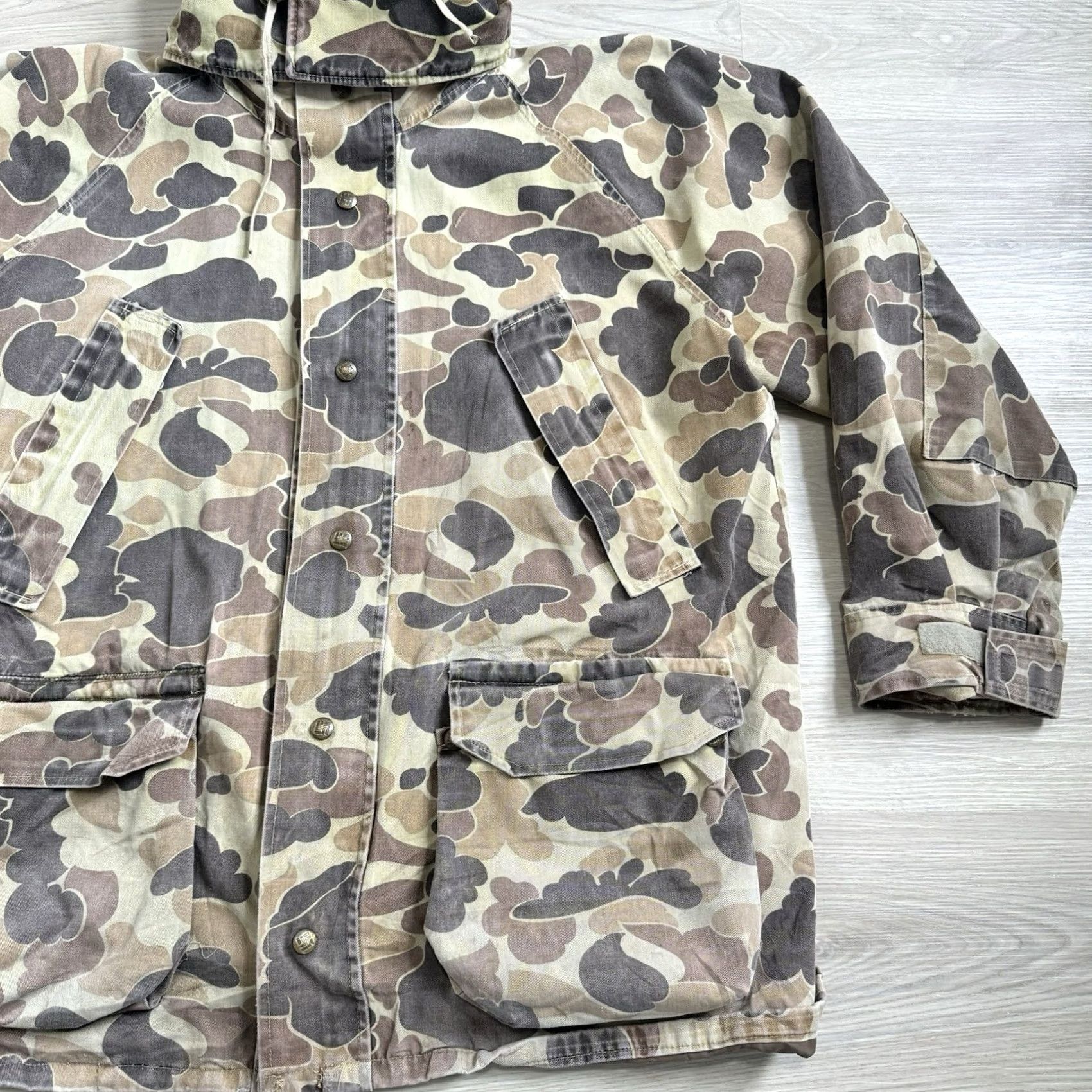 Delta VINTAGE Columbia Delta Marsh Duck Camo Hooded Shell Jacket XL Outdoor Hunting Size US XL / EU 56 / 4 - 3 Thumbnail