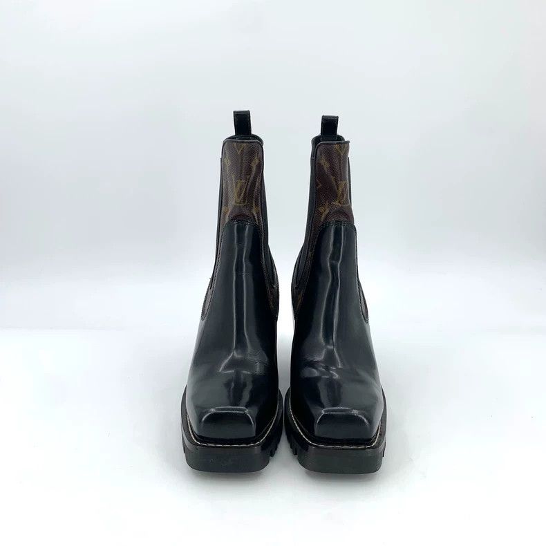 Louis Vuitton Louis Vuitton Black logo presbyopic patchwork leather chun Size US 5.5 / IT 35.5 - 3 Thumbnail