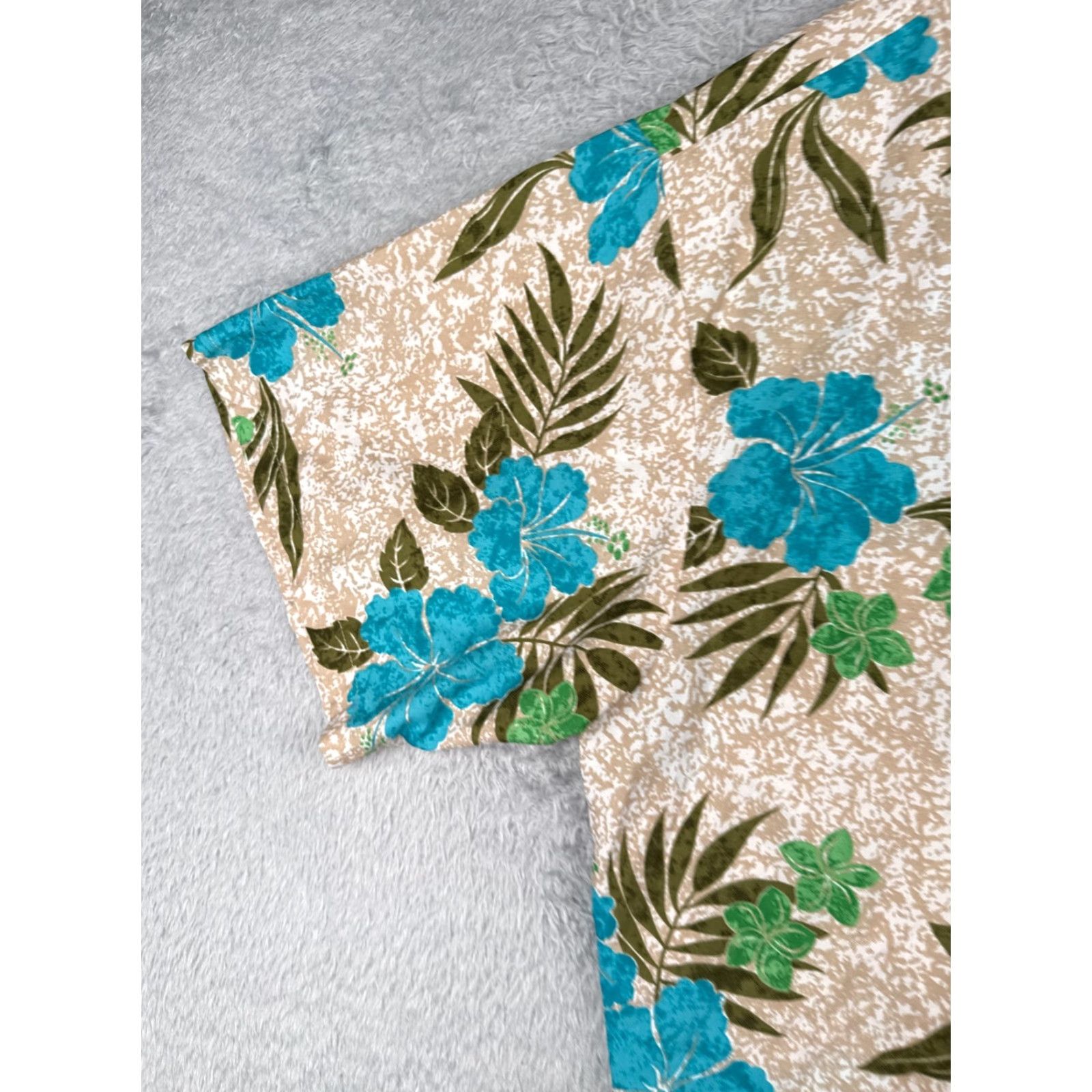 Erima Rima Shirt Adult 2XL Floral Hawaiian Beige Blue Green 100% Terivoile Button-Up Short Sleeve Mens Casual Size US XXL / EU 58 / 5 - 3 Thumbnail