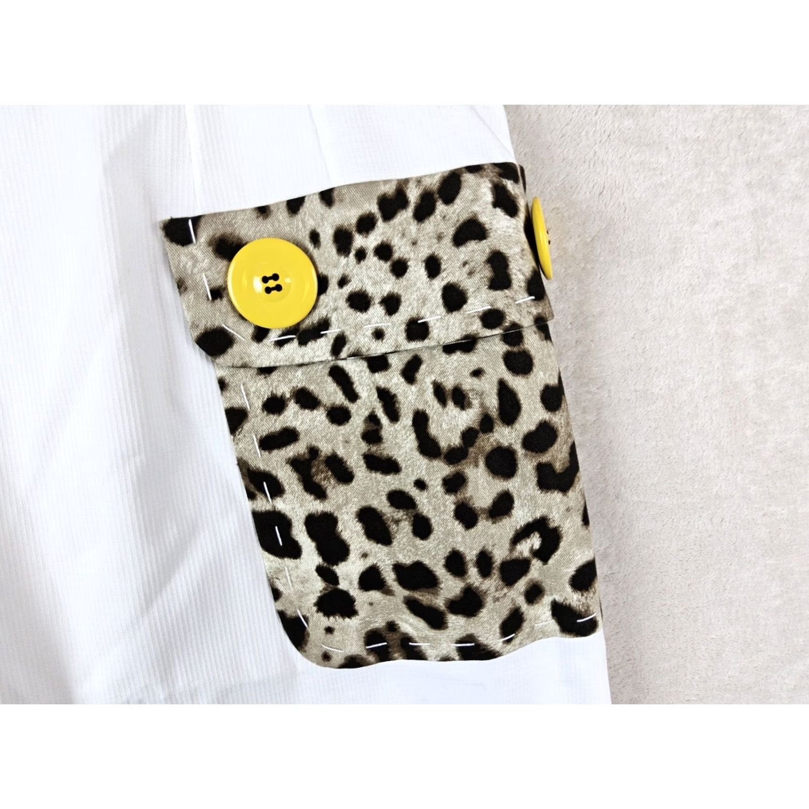 Dolce & Gabbana Dolce&Gabbana Women's Cotton Leopard Pocket Button Midi Skirt Size 40 Multicolor A-Line Slit Button Closure Boys? Size 27" / US 4 / IT 40 - 4 Thumbnail