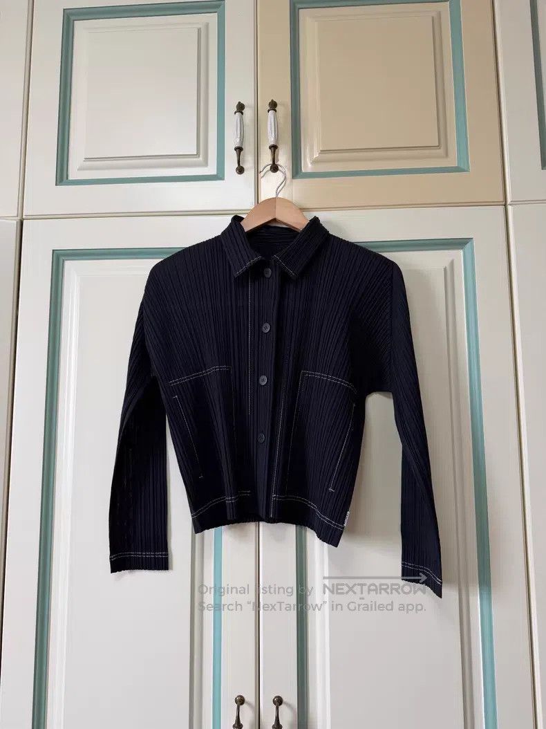 Issey Miyake Issey Miyake Ruffle Denim Long Sleeve Jacket Dark Blue Size L / US 10 / IT 46 - 1 Thumbnail