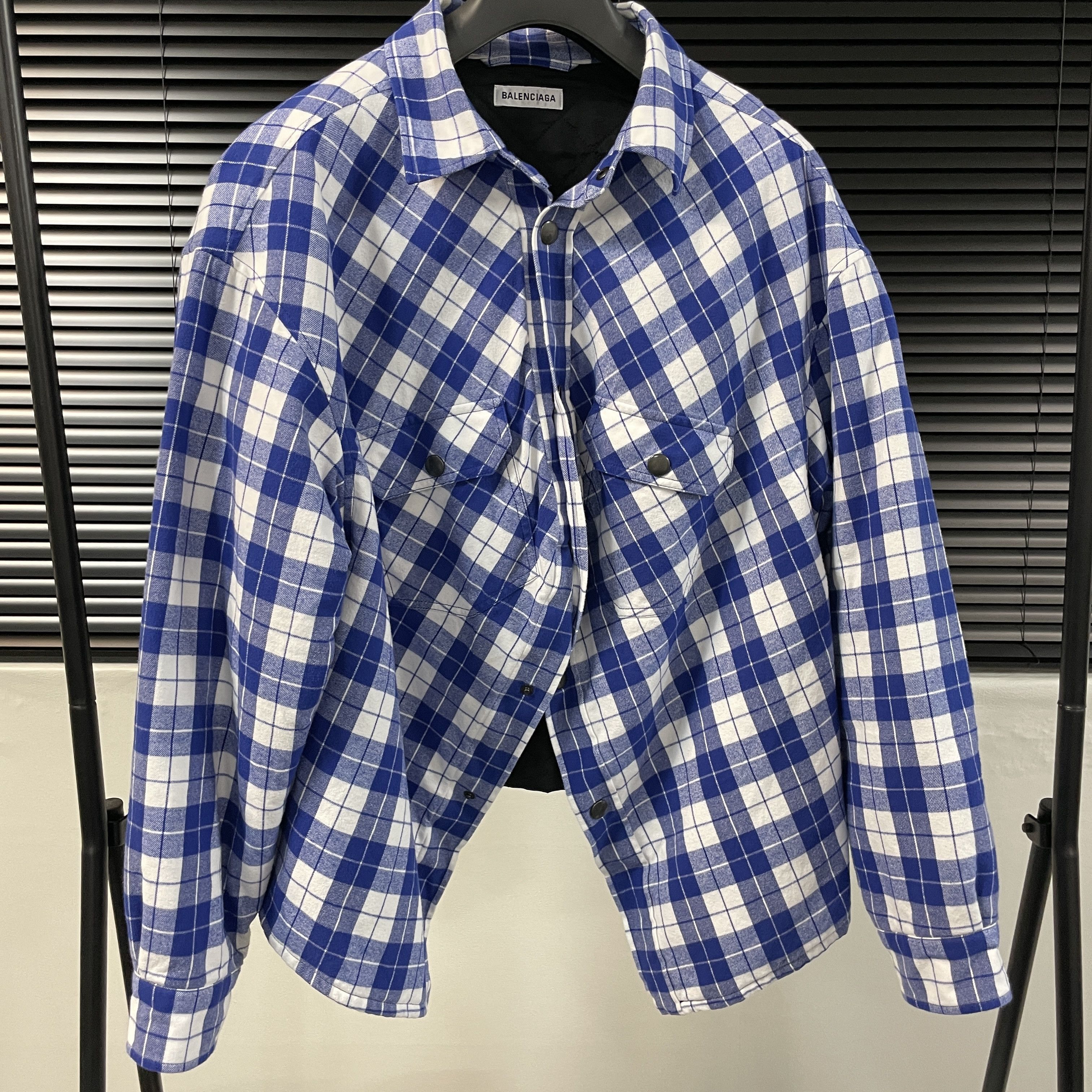 Balenciaga Balenciaga Swing Flannel Shirt Jacket Blue | Grailed