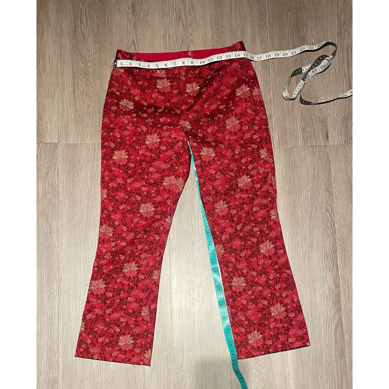 Alice + Olivia ALICE + OLIVIA-CROPPED FLORAL-JACQUARD BOOTCUT / CRIMSON/ 4 Size 27" / US 4 / IT 40 - 4 Thumbnail