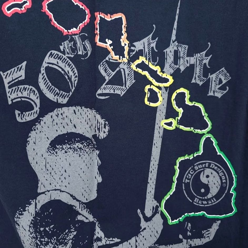 Vintage VINTAGE T&C Surf Designs T Shirt Mens 3XL Blue Hawaii 50th State Surf 2000s Tropic US Theme Men Shirt Blue T-Shirt Vintage 3XL Mens Size US XXL / EU 58 / 5 - 5 Thumbnail