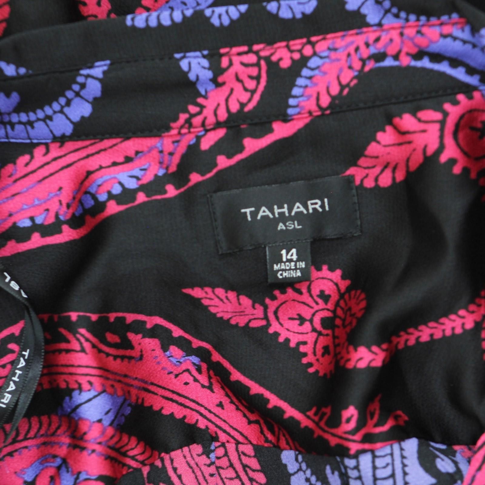 Other Nwt Tahari Asl Faux-wrap Dress Dem643-t4 Black Cobalt 14 Size XL / US 12-14 / IT 48-50 - 4 Thumbnail