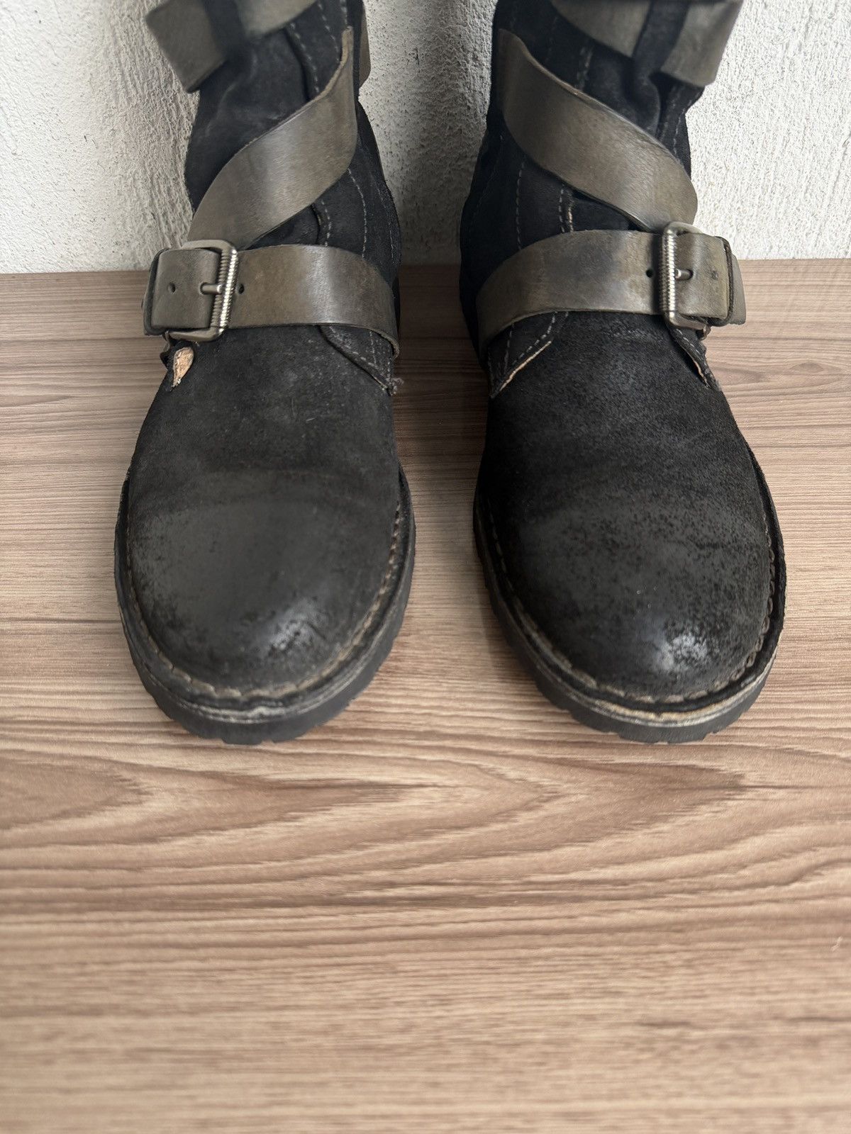 Diesel Y2K 🕷️Blistered leather wrap buckle boots Size US 10 / EU 43 - 9 Thumbnail
