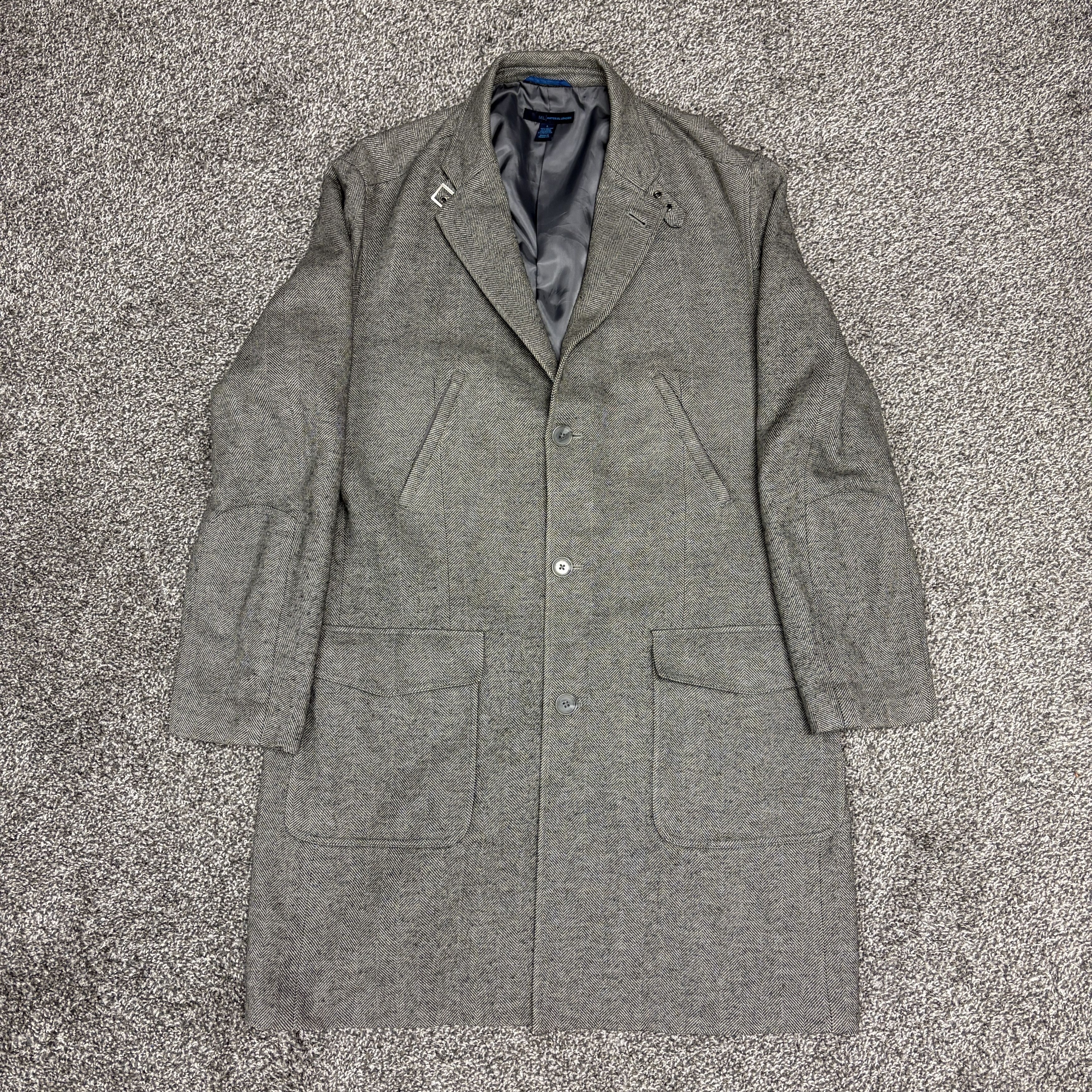 Other Material London Grey Herringbone Long Coat, Size L Size US L / EU 52-54 / 3 - 1 Thumbnail