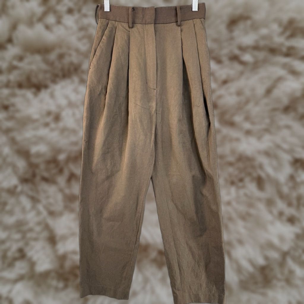 Recto Pants Womens Brown Size S Double Pleated Front Wide-Leg Casual Dress Pants Mens? No Womens.