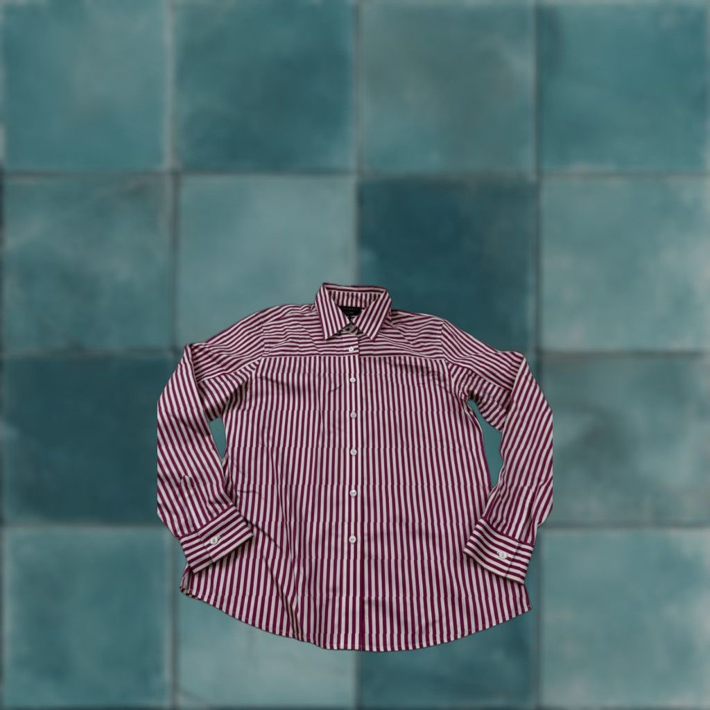 Vintage Foxcroft Shirt Womens 6 Pink White Striped Non Iron Button Front Cotton Top Shirt Size M / US 6-8 / IT 42-44 - 1 Thumbnail