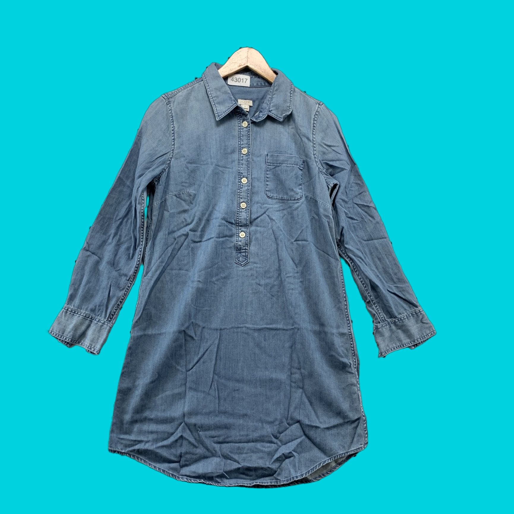 J.Crew JCREW Denim Shirt Dress Womens Small Blue Long Sleeve Button Up Collared Size S / US 4 / IT 40 - 1 Thumbnail