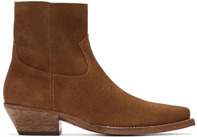 image of Saint Laurent Paris Lukas Suede Boots In Brown, Men's (Size 14)
