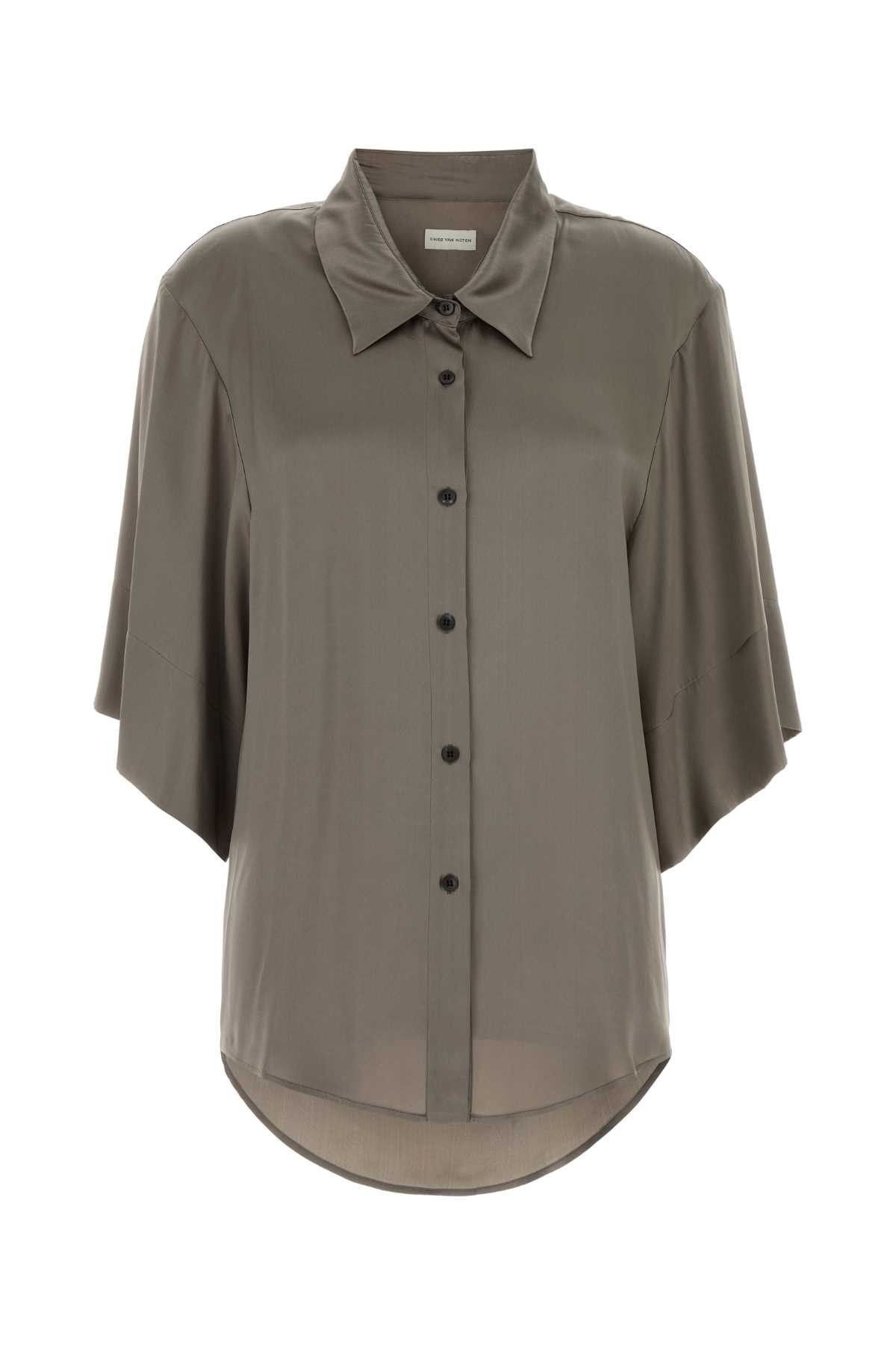 Dries Van Noten Grey Satin Clea Shirt Size M / US 6-8 / IT 42-44 - 1 Thumbnail