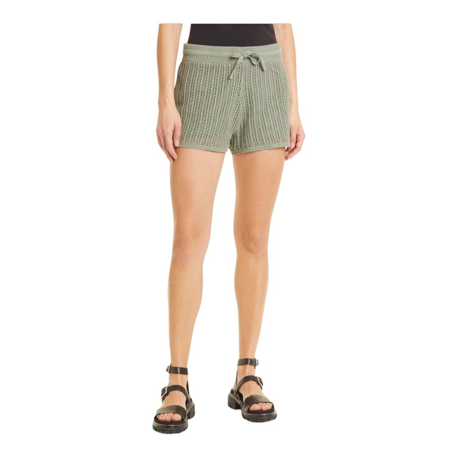 image of Rag Bone NWT Riley Crochet-Knit Elastic Waist Shorts Lg in Green, Women's (Size 33)