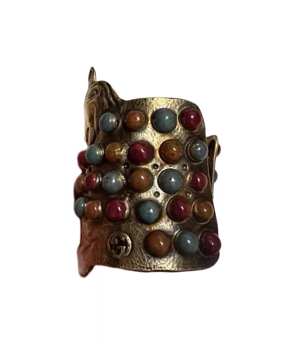 Gucci Gucci Runway Rare Exotic Gemstone Lion Open Bangle Size ONE SIZE - 4 Thumbnail
