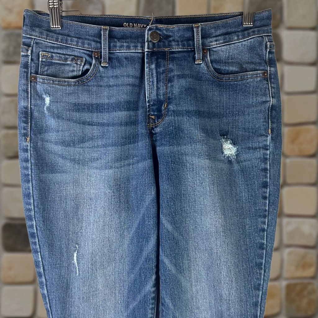 Old Navy Old Navy Curvy Skinny Jeans Womens 8 Medium Blue Distressed Darci Mid-Rise Jeans Size 30" / US 8 / IT 44 - 1 Thumbnail