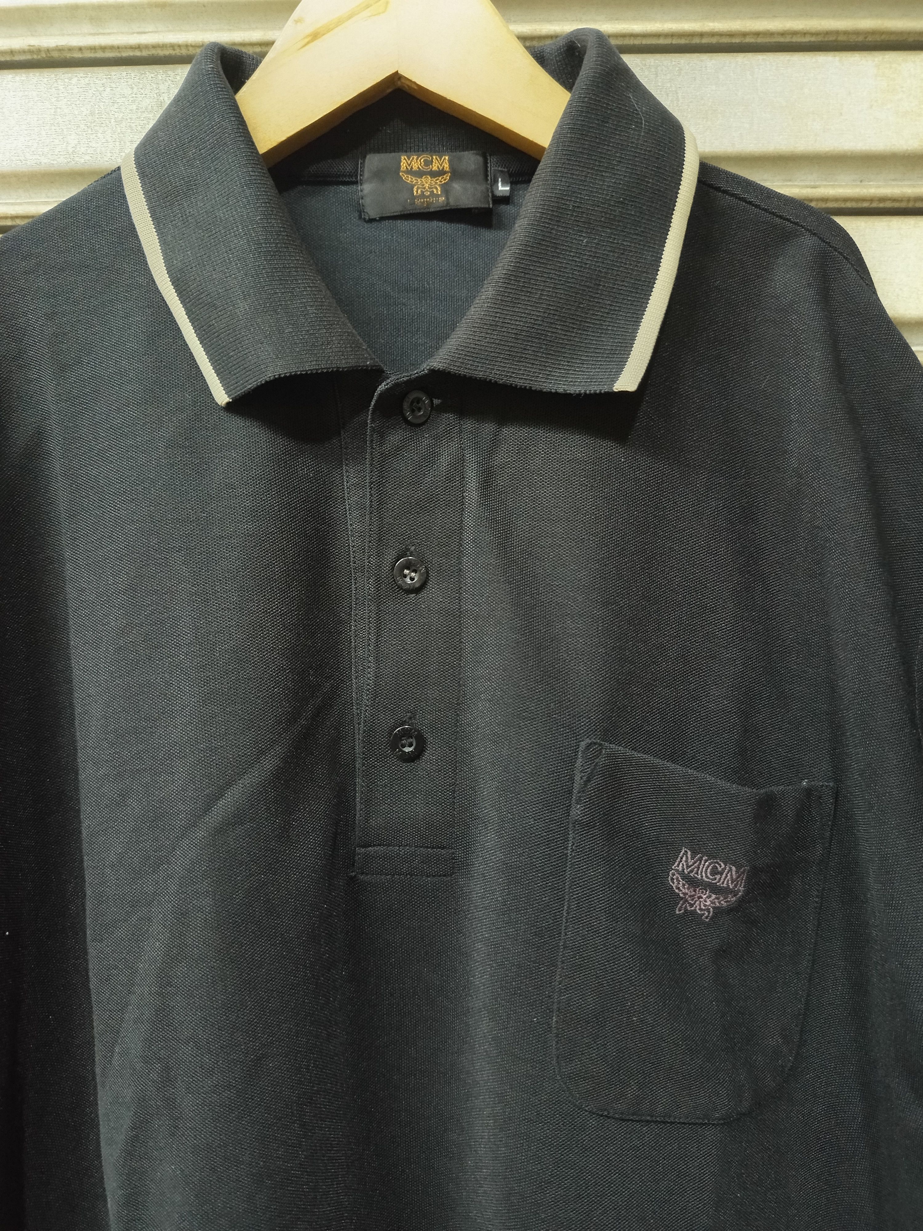 MCM Vintage MCM Long Sleeve Polo Shirt Logo Pocket Size US L / EU 52-54 / 3 - 5 Thumbnail