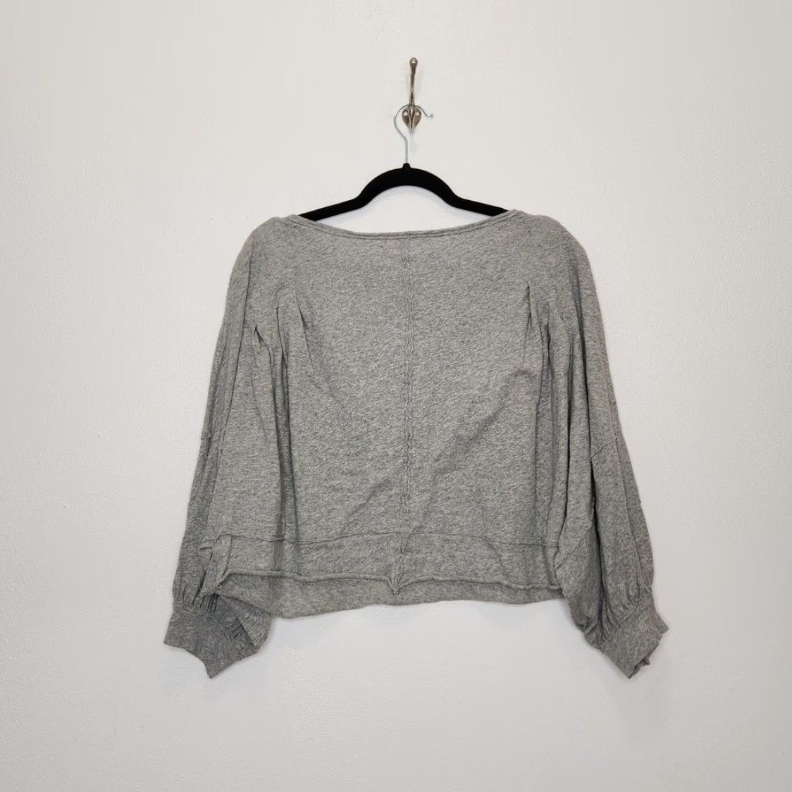 Vintage We the Free Long Sleeve Crop Boxy Gray Shirt Pleated Large Lagen Boho Size L / US 10 / IT 46 - 6 Thumbnail