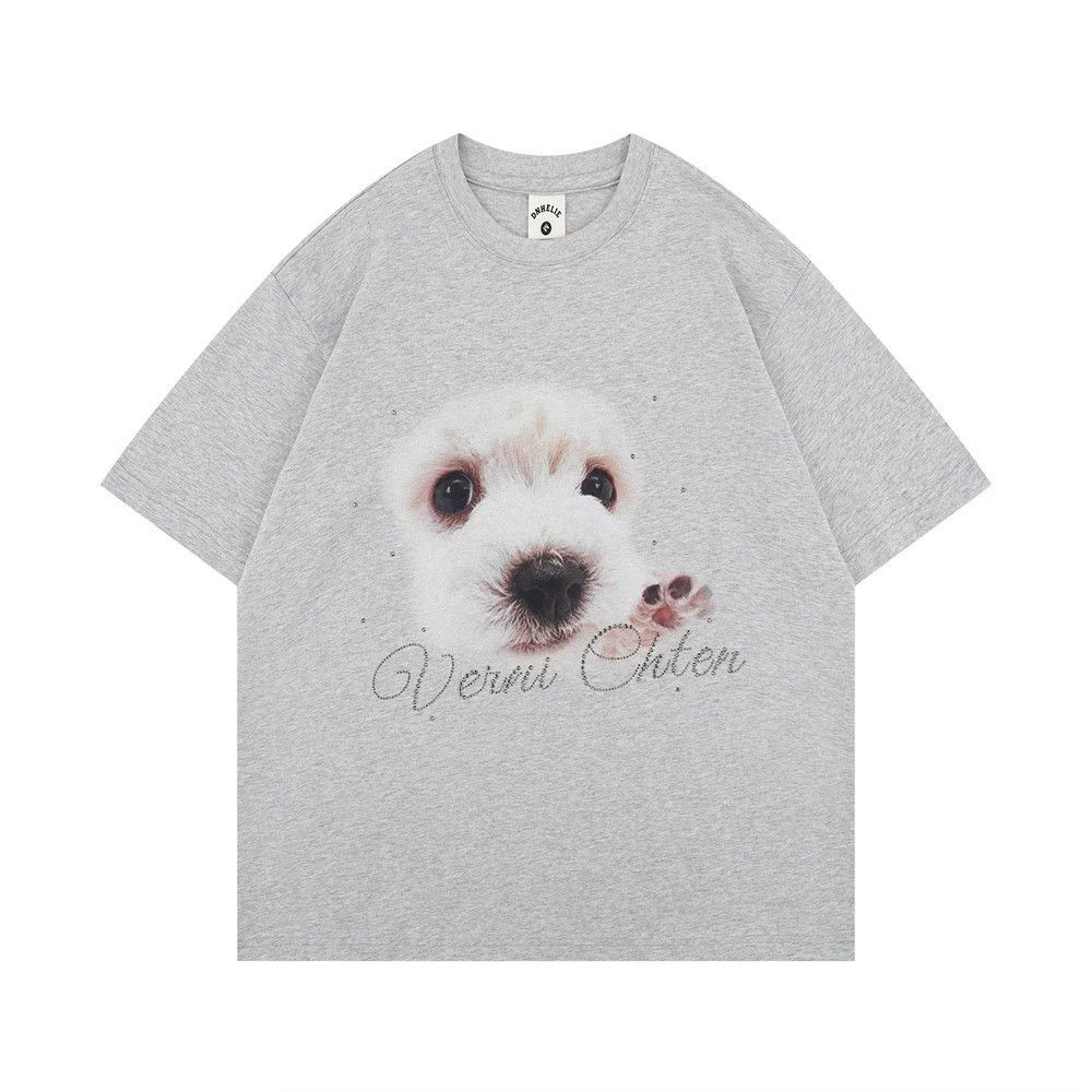 Vintage Men's casual loose street round neck puppy print T-shirt Size US M / EU 48-50 / 2 - 1 Thumbnail