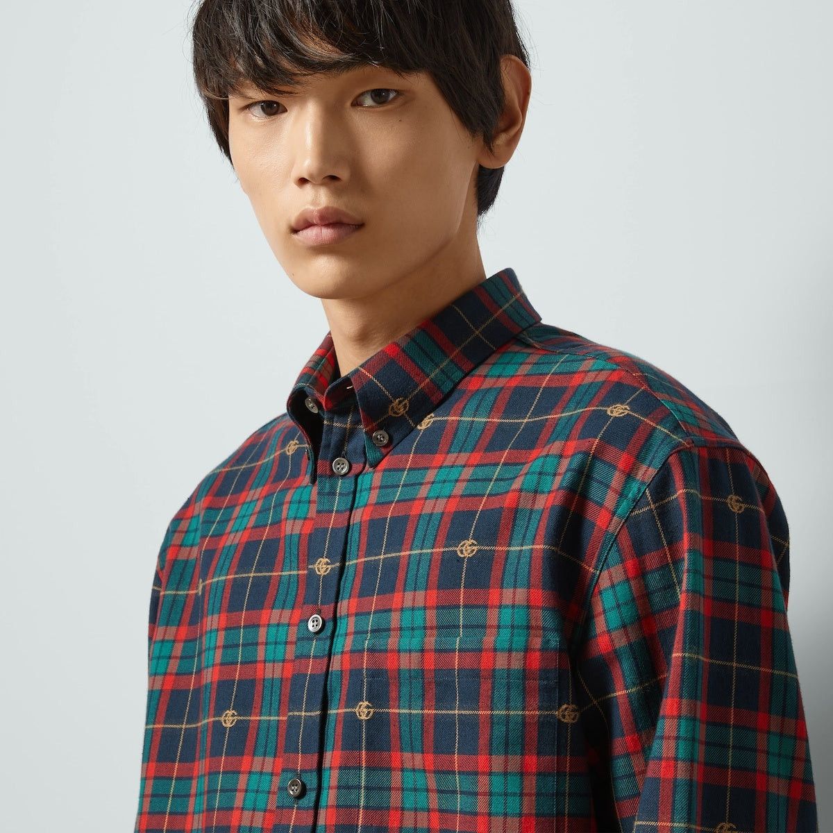 Gucci o1loc1c1225 770439 Double G Tartan Cotton Shirt Multicolor Size US L / EU 52-54 / 3 - 5 Thumbnail