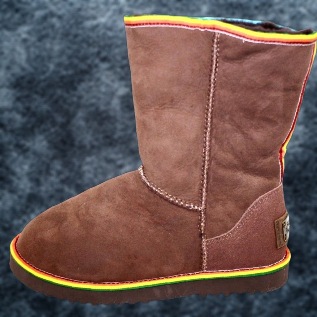 Rainbow Australia Luxe Rainbow Short Boots Womens 10 Chocolate Brown Slip On Mid-Calf Suede Leather Brown Boots Size 32" / US 10 / IT 46 - 1 Thumbnail