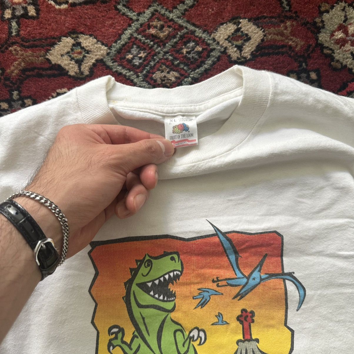 Vintage 90s “Avoid Extinction” Dinosaur Tee XL Vintage Made in USA Size US XL / EU 56 / 4 - 6 Thumbnail