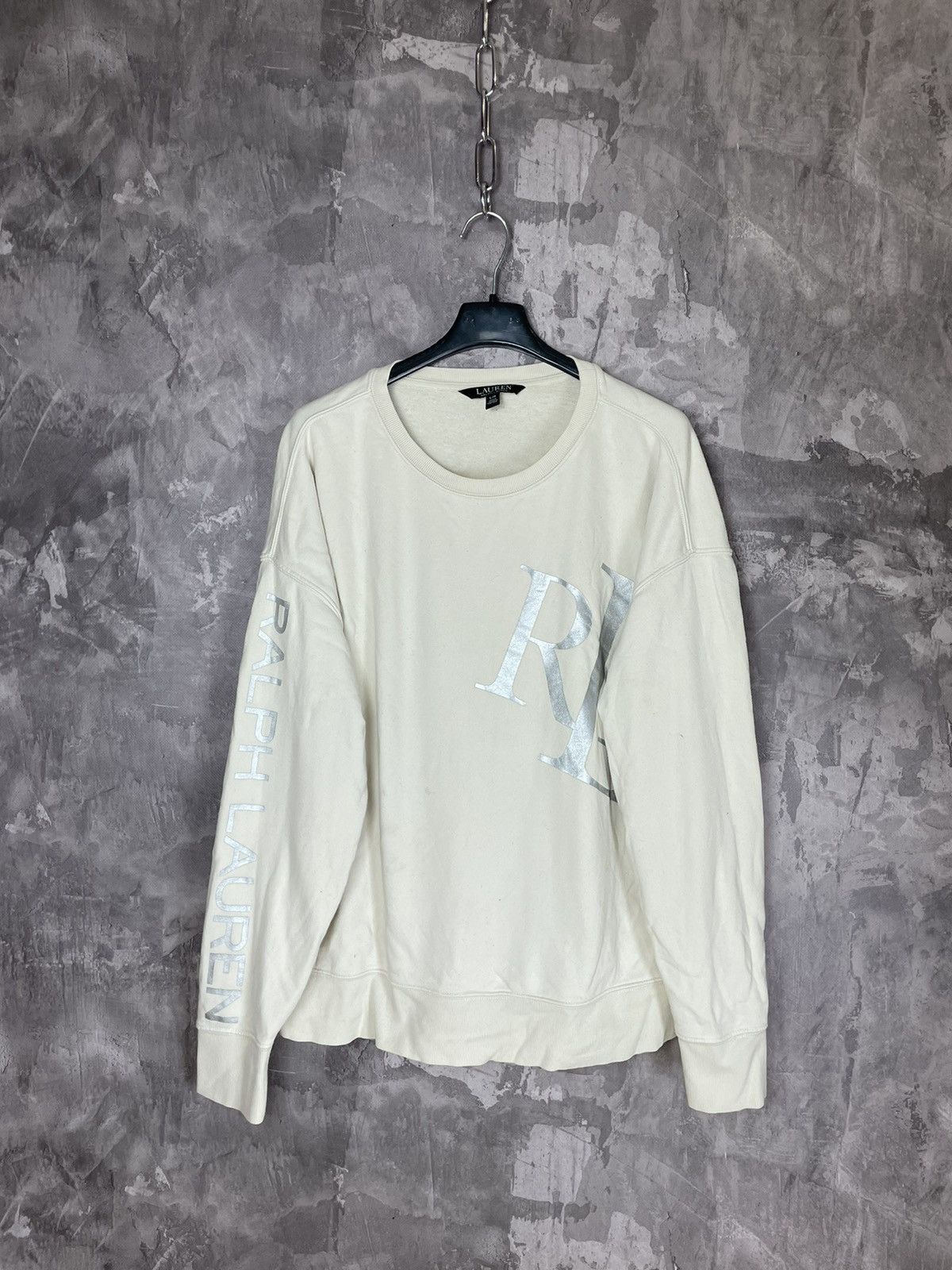 Japanese Brand × Polo Ralph Lauren Vintage Women’s Polo Ralph Lauren White Basic Sweatshirt Size L / US 10 / IT 46 - 1 Thumbnail