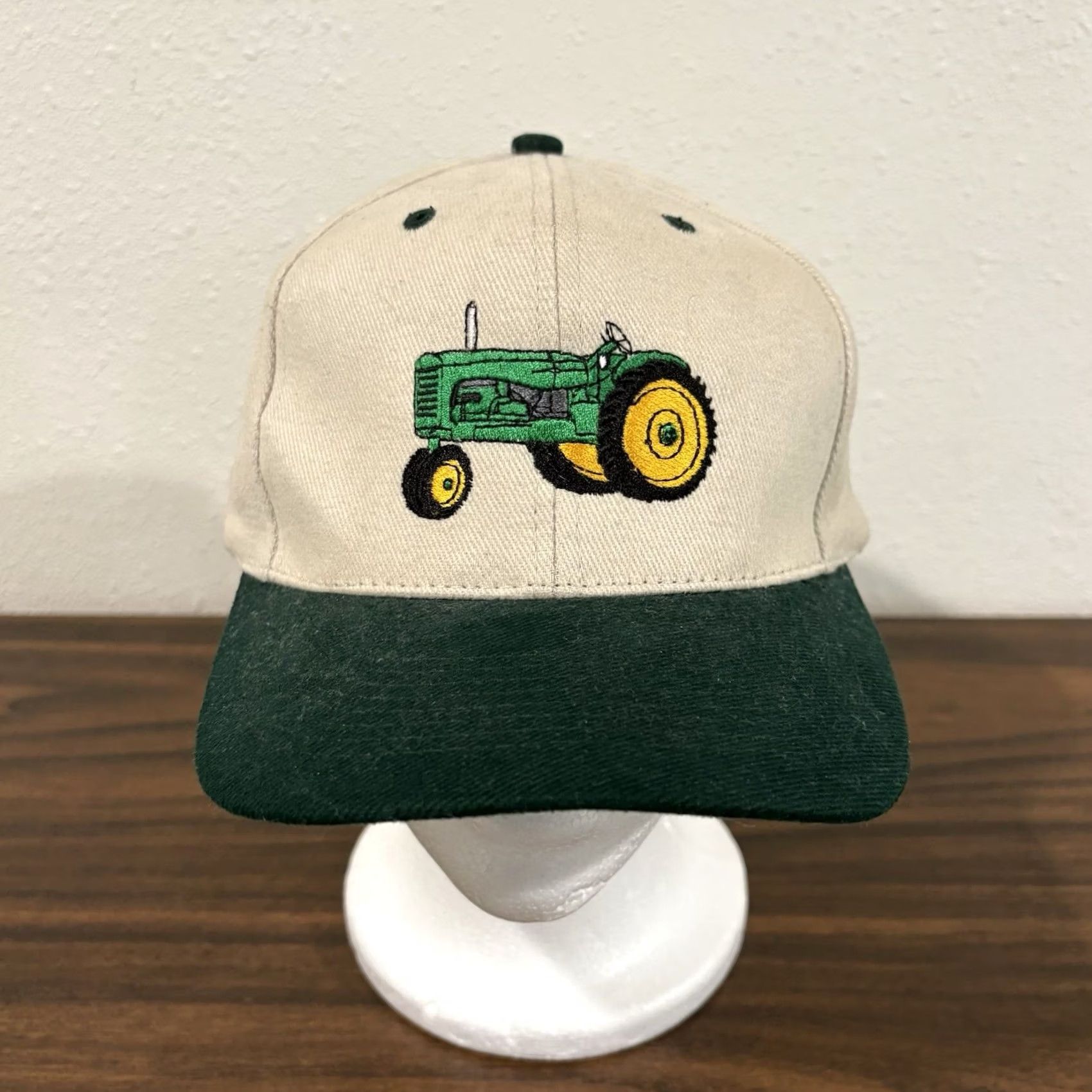 Vintage VINTAGE John Deere Hat Cap Trucker 90s USA Beige Cotton OS Adjustable Men안 Size ONE SIZE - 2 Thumbnail