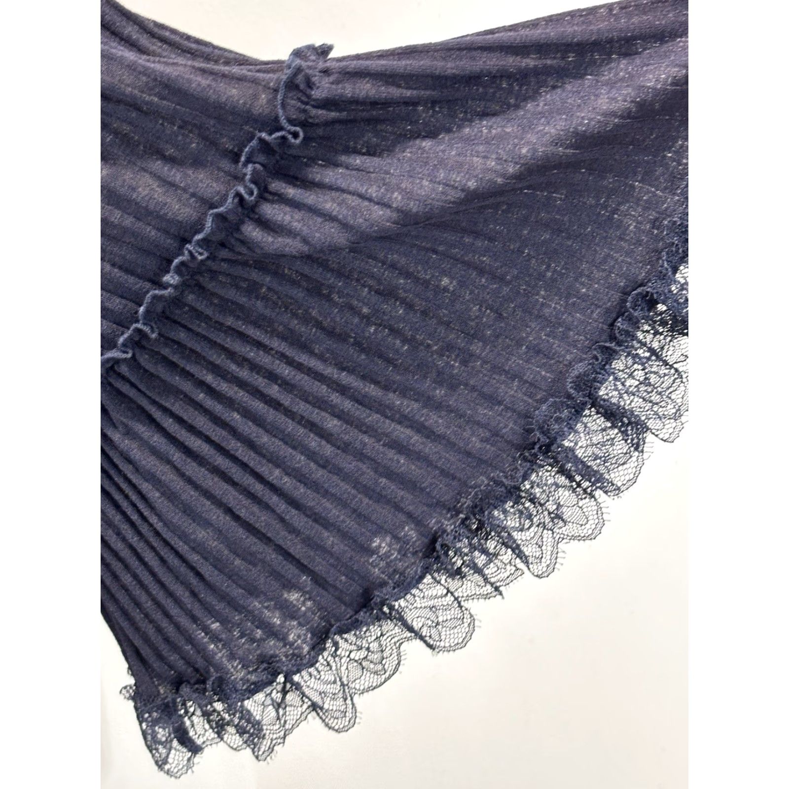 Vintage See By Chloe Ribbed Shirt Top Sz Medium Women’s Navy Lace Trim Semi Sheer Size M / US 6-8 / IT 42-44 - 6 Thumbnail