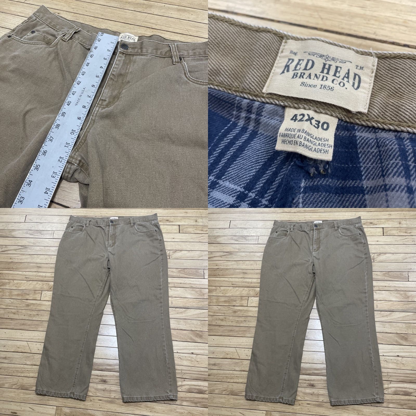 Vintage Red Head Brand Co Pants Men 42x30 Straight Khaki Workwear Canvas Plaid Flannel Lined Cargo Pocket Zip Button Casual Workwear Size US 42 / EU 58 - 9 Thumbnail