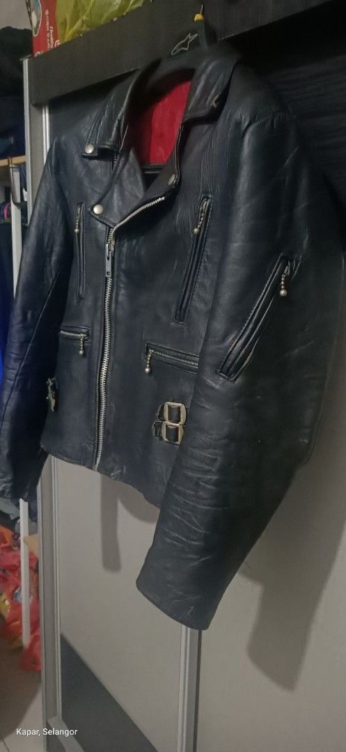 Genuine Leather × Vintage Punk biker double collar leather jacket Size US M / EU 48-50 / 2 - 5 Thumbnail