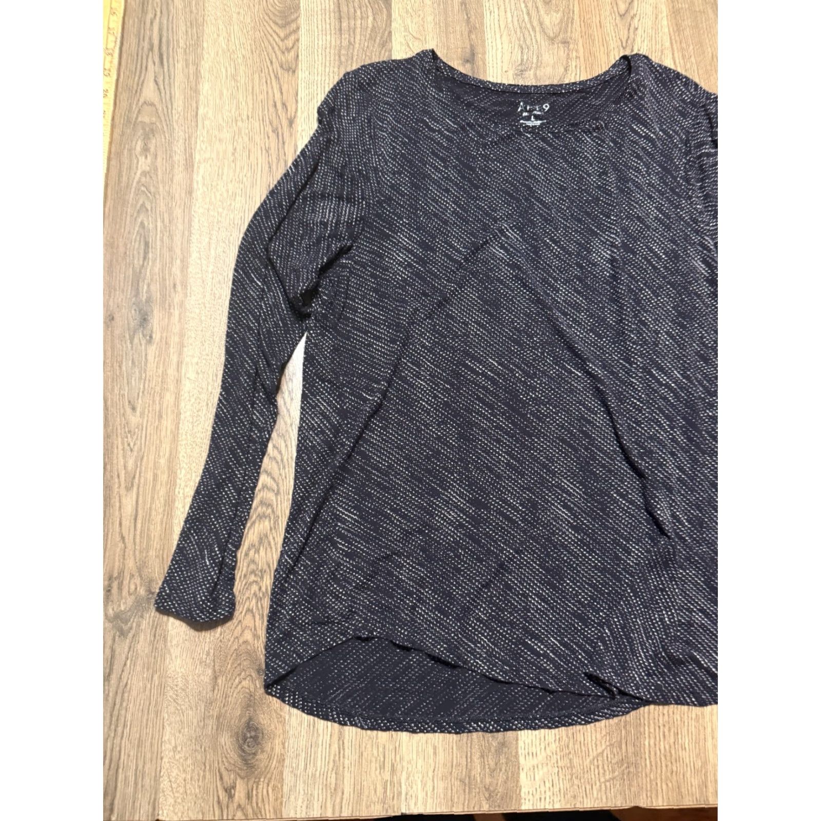 Apt. 9 APT. 9 Shirt Women's Large Black White Long Sleeve Shirt Size L / US 10 / IT 46 - 3 Thumbnail