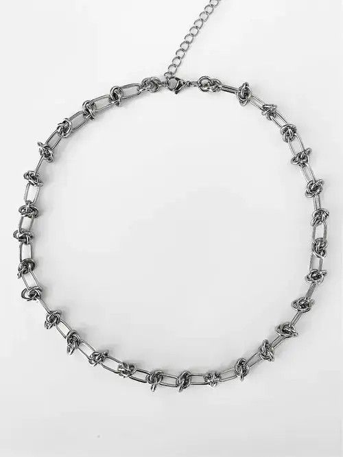 Jewelry Punk Rock Thorns Knot Chains Choker Necklace in Silver, Men's