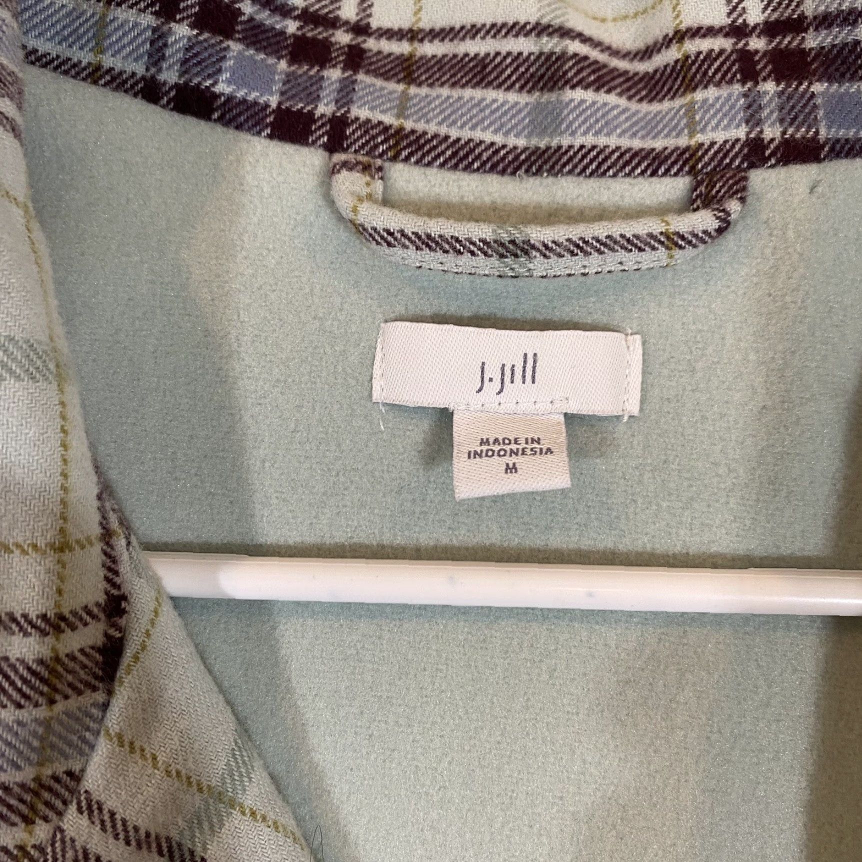 J. Jill J Jill Vest Womens Medium Mint Green Brown Plaid Full Zip Pockets Sleeveless Vest (M) Multicolor Plaid All Seasons) Size M / US 6-8 / IT 42-44 - 2 Thumbnail