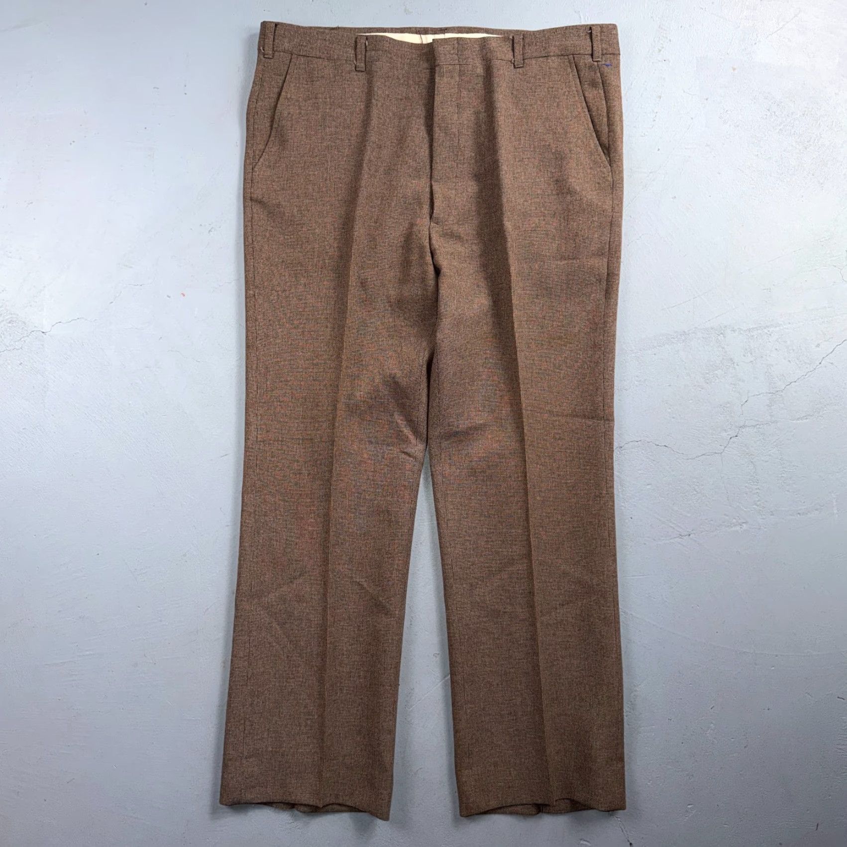 Vintage VTG Mens 3 PC Suit Jacket Coat Pants Vest Plaid 70s 1970s Brown Rockabilly Vintage Mens 40 Jacket Coat Pants Vest Brown Pru 40 Mens Size 40R - 2 Thumbnail