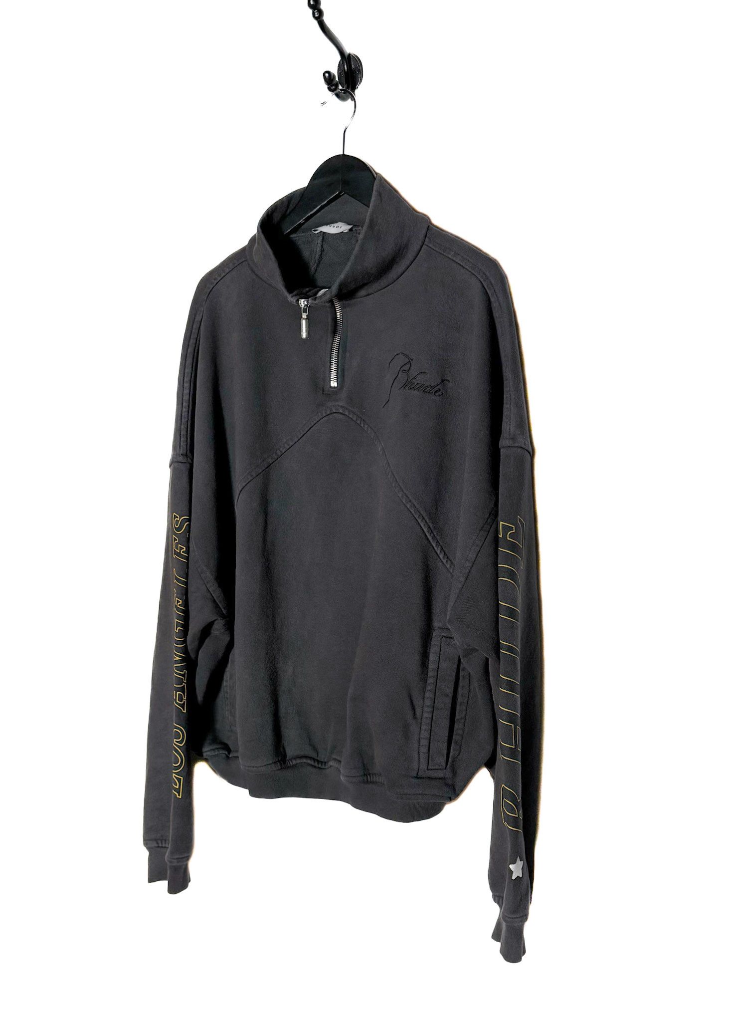 Rhude Rhude Grey Quarter Zip Logo Los Angeles Lakers Sweatshirt Size US M / EU 48-50 / 2 - 2 Thumbnail