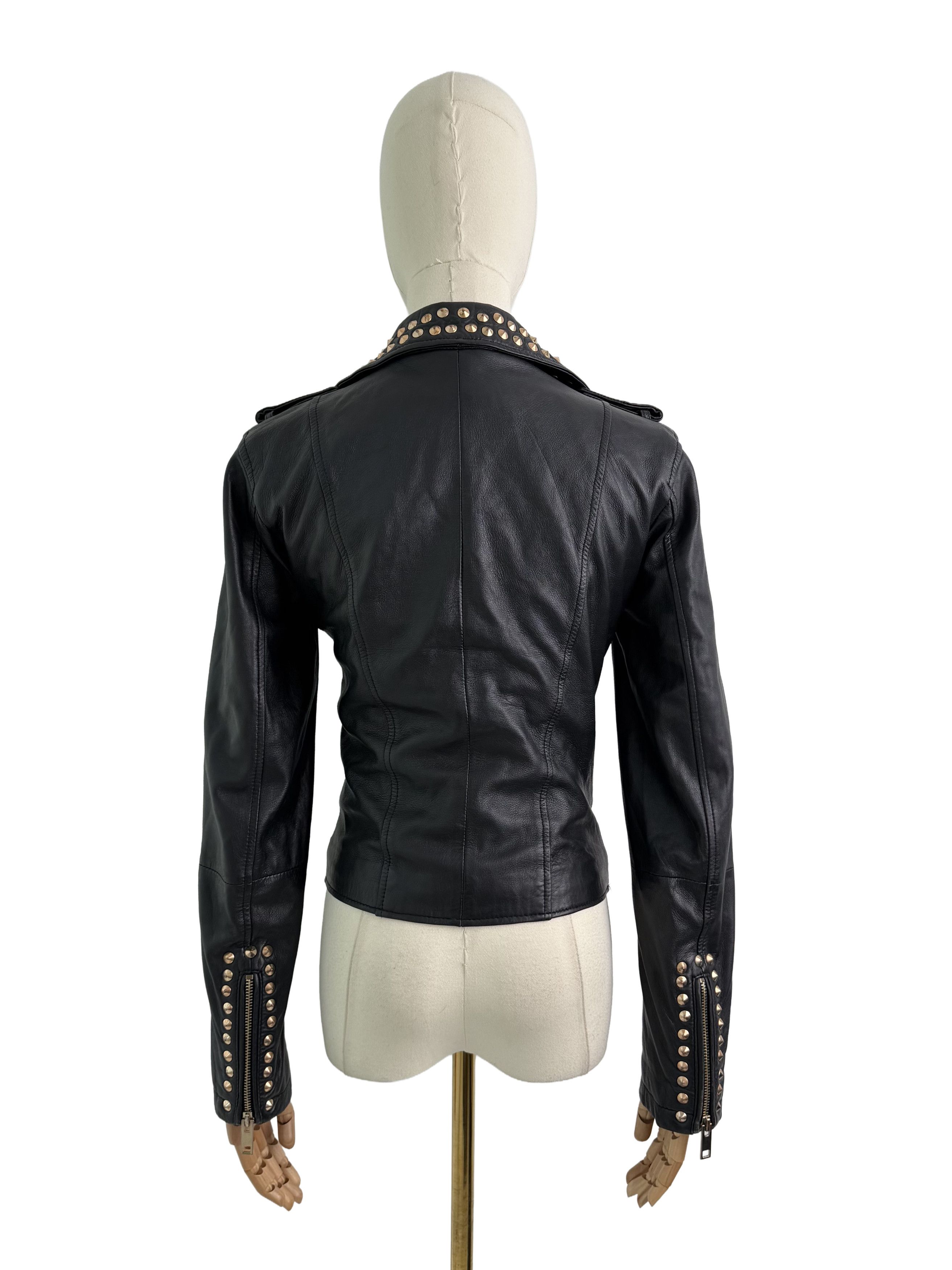 Vintage Vintage Leather Biker Jacket Studded Moto Zip Punk Rock Size S / US 4 / IT 40 - 4 Thumbnail