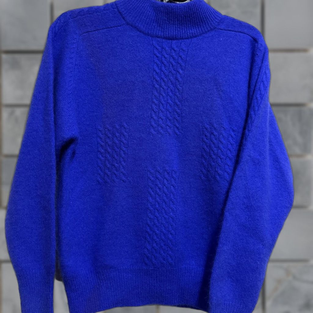 Vintage VINTAGE Crystal Sweater Womens M Blue Wool Angora Mock Neck DYE TRANSFER Size M / US 6-8 / IT 42-44 - 1 Thumbnail