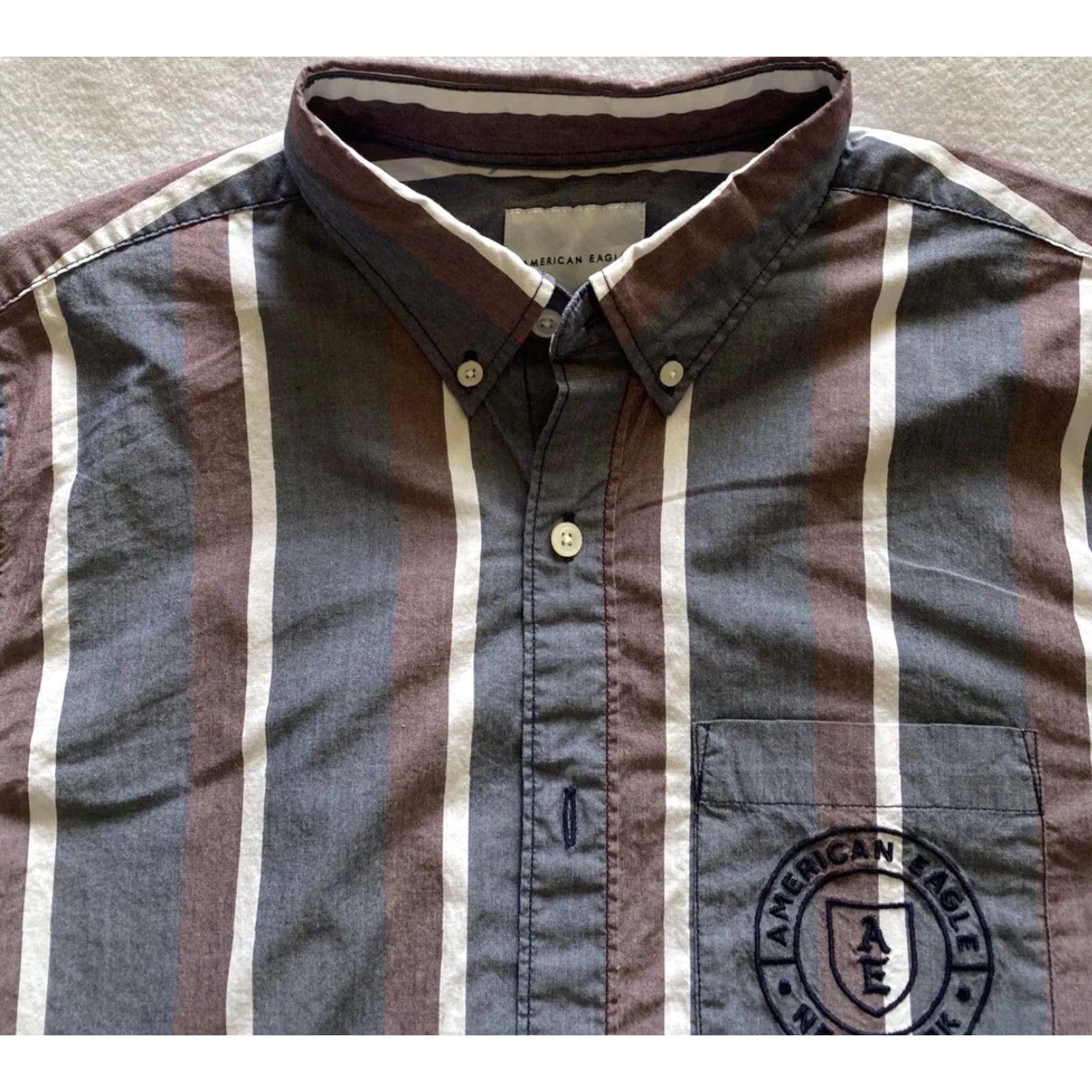 American Eagle Outfitters American Eagle Button Dress Shirt Men’s M Stripes Multicolor / 22-27 Size 40R - 2 Thumbnail